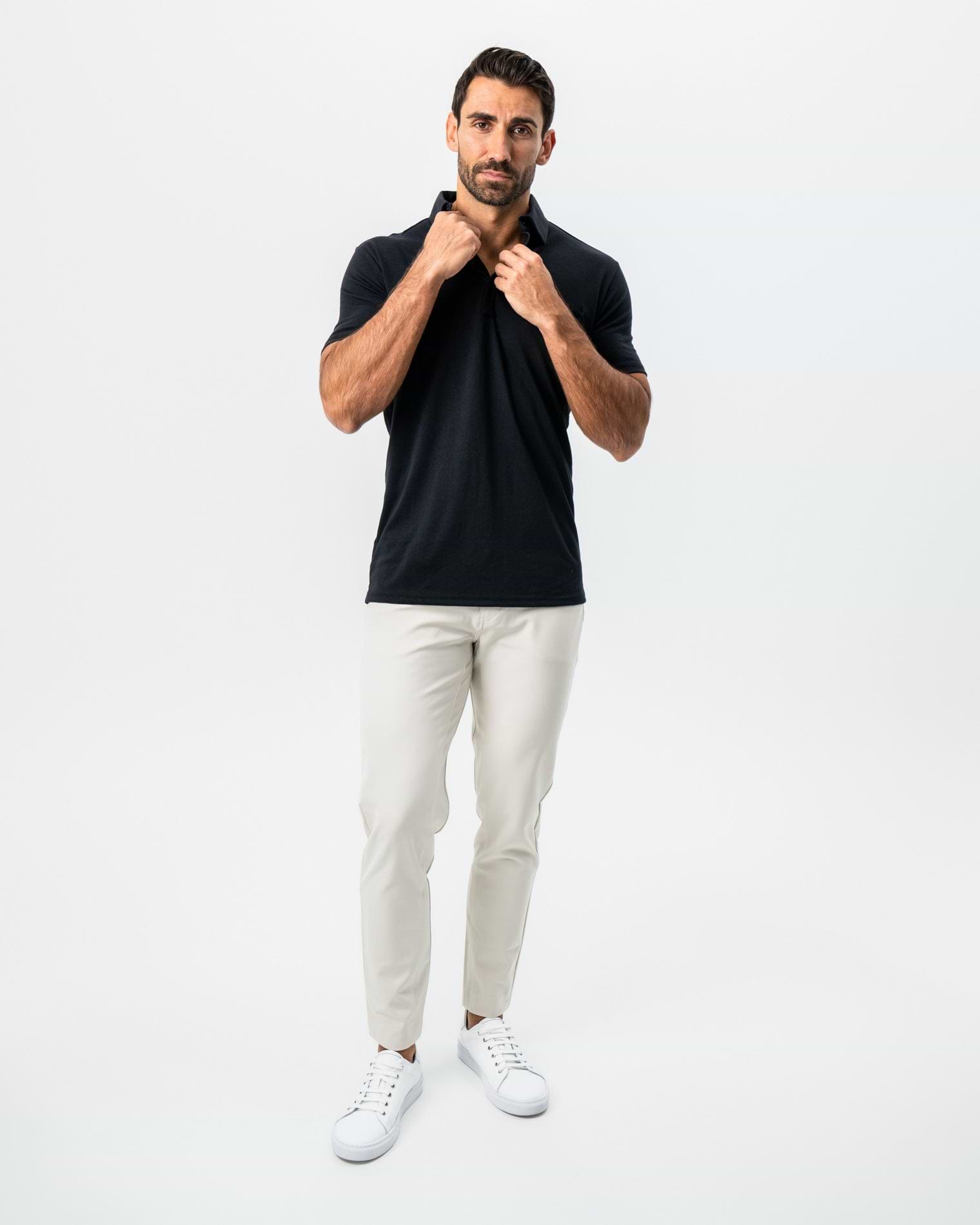 "The Mercury" Black Pique Polo