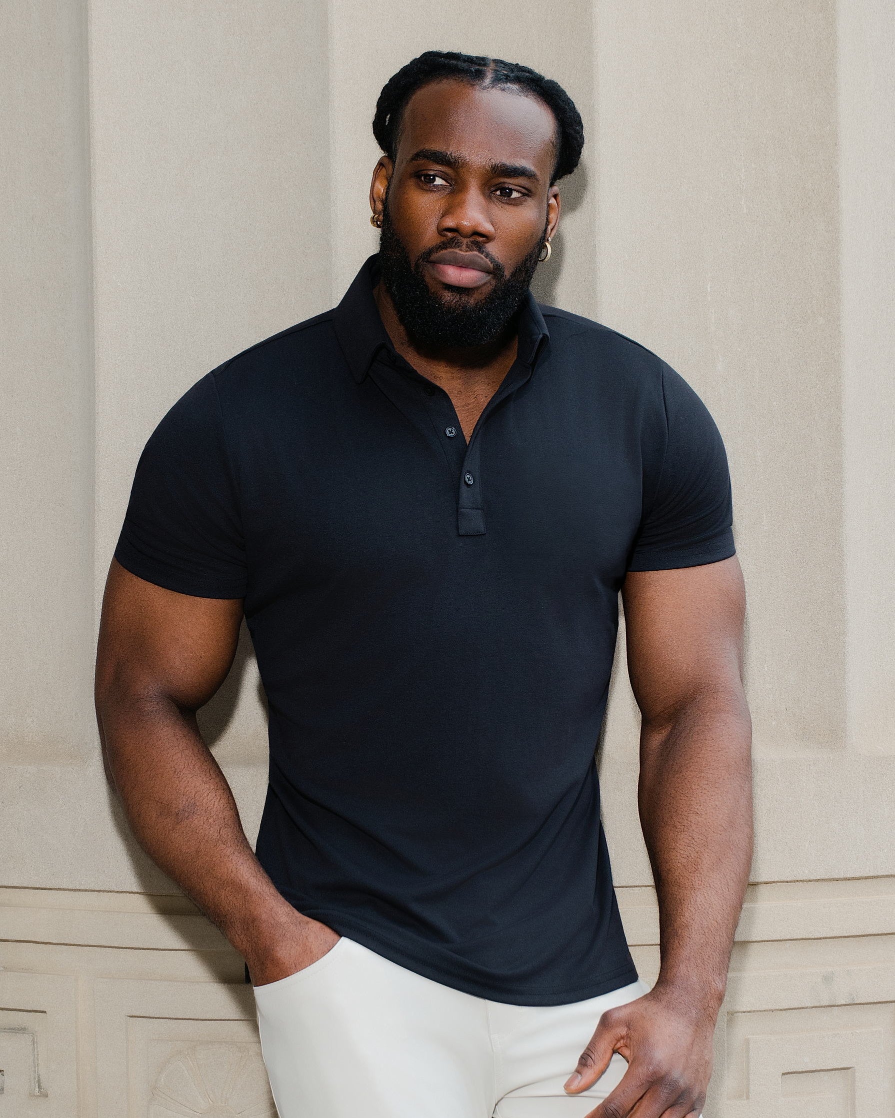 "The Mercury" Black Pique Polo