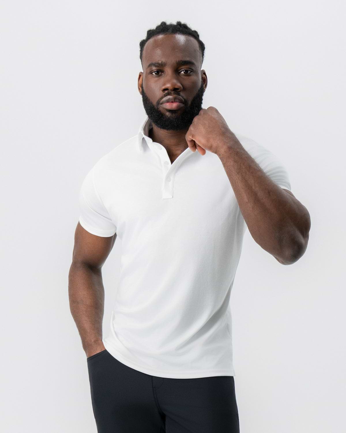 "The Noah" White Pique Polo