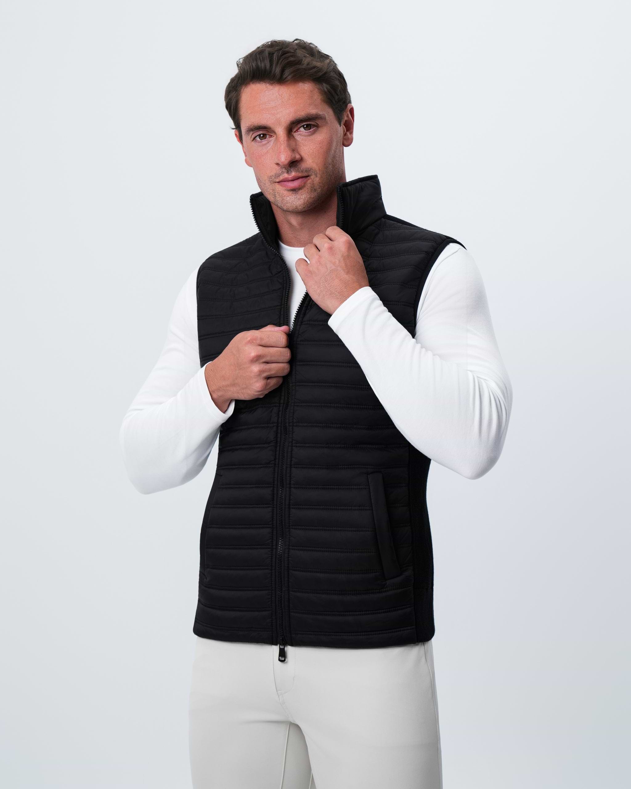 Lightweight Knit Down Vest - Black
