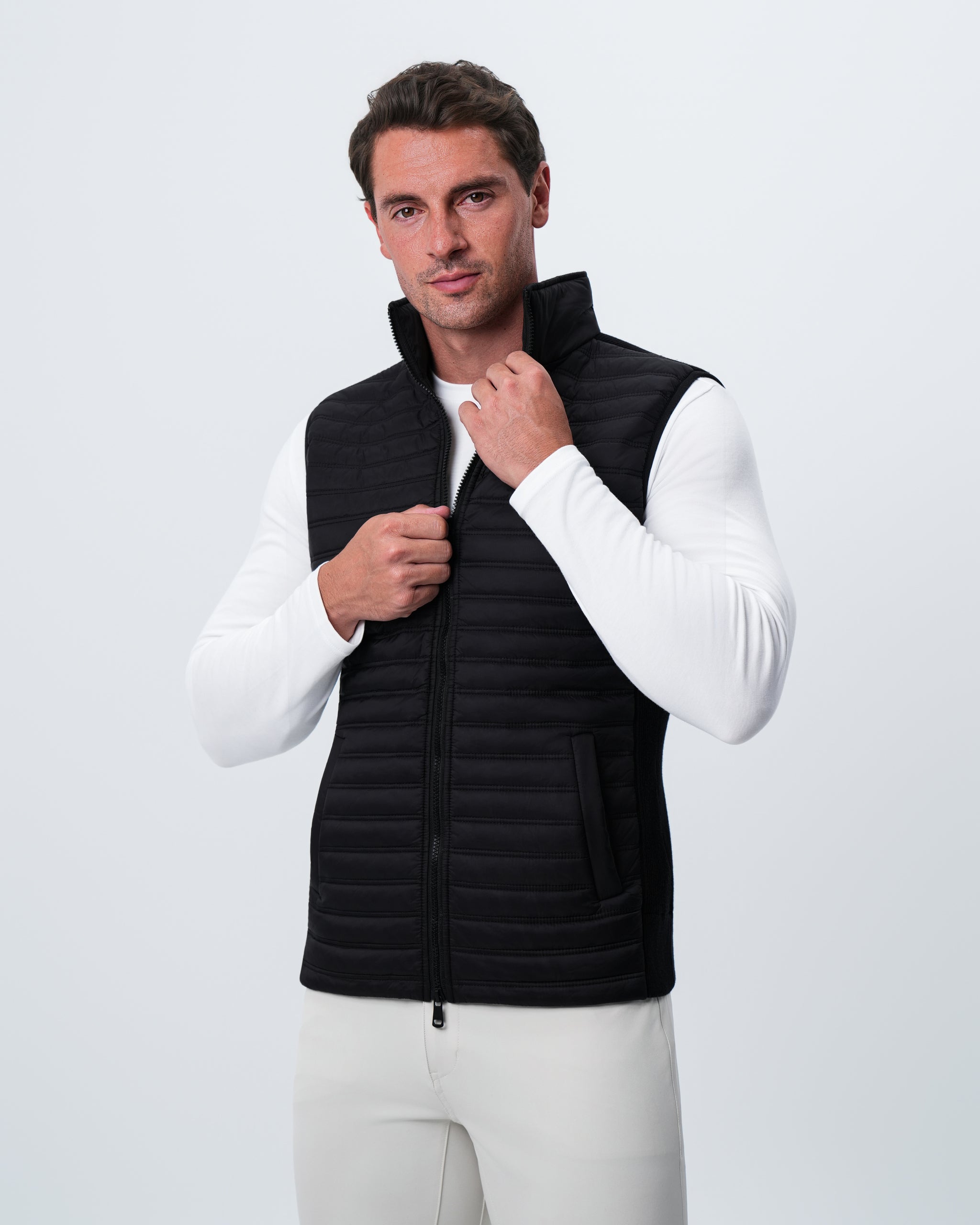 Lightweight Knit Down Vest - Black