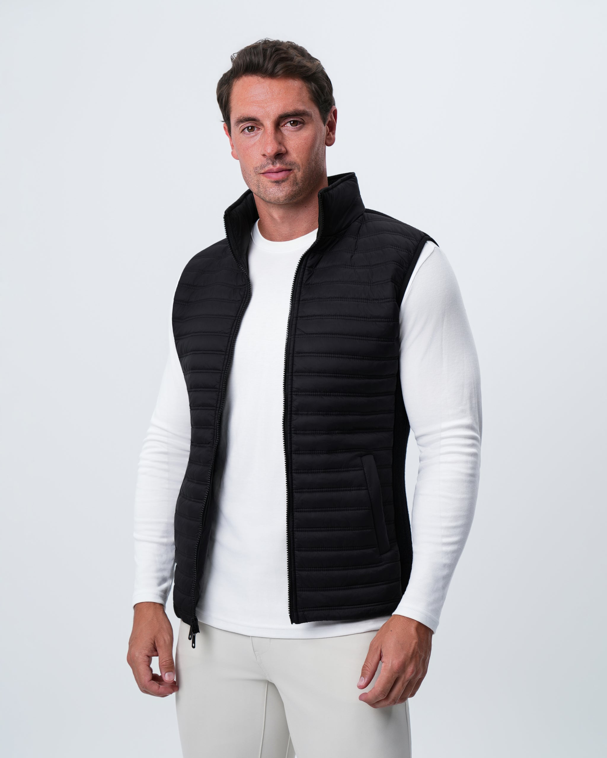 Lightweight Knit Down Vest - Black