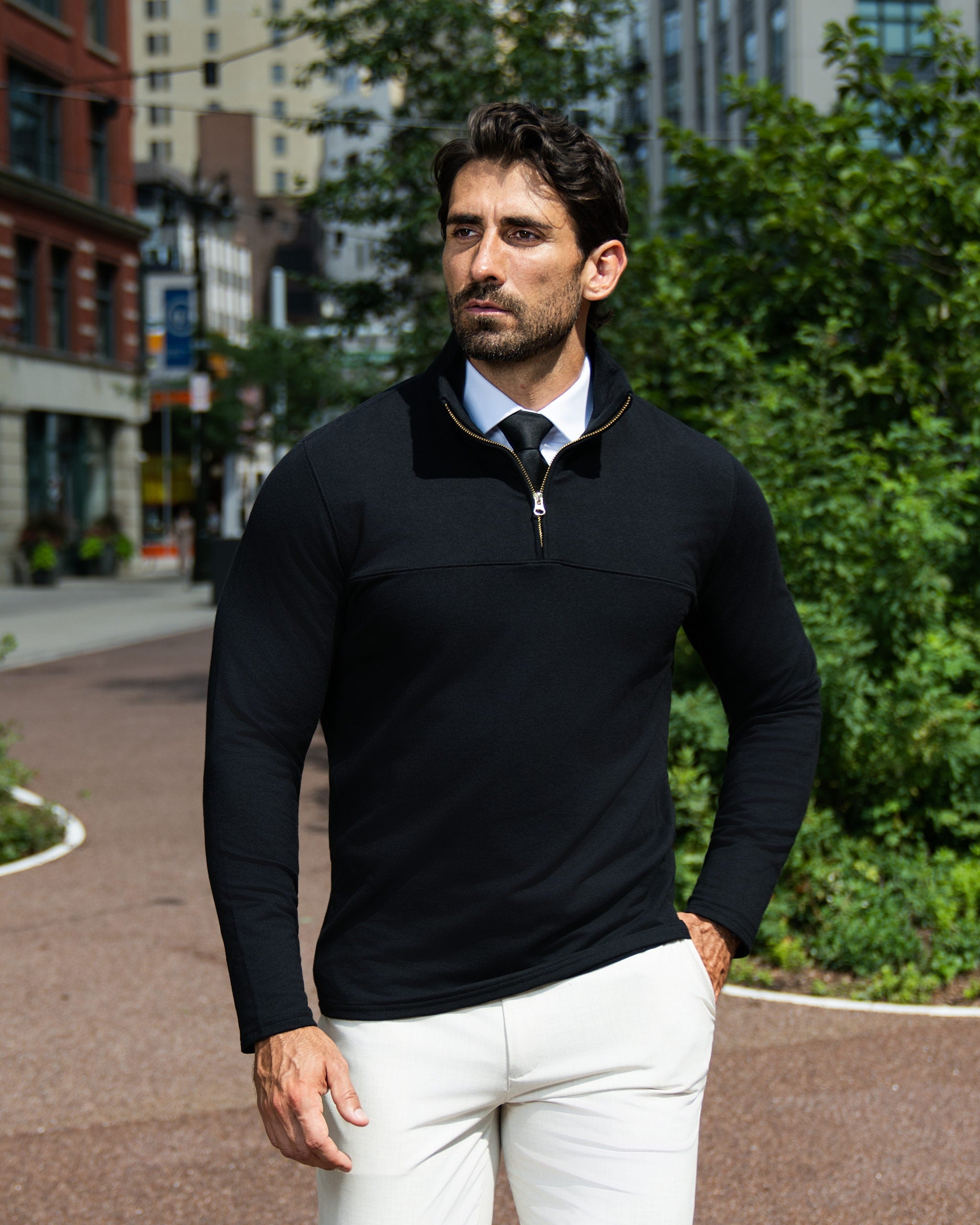 Quarter Zip - Solid Black