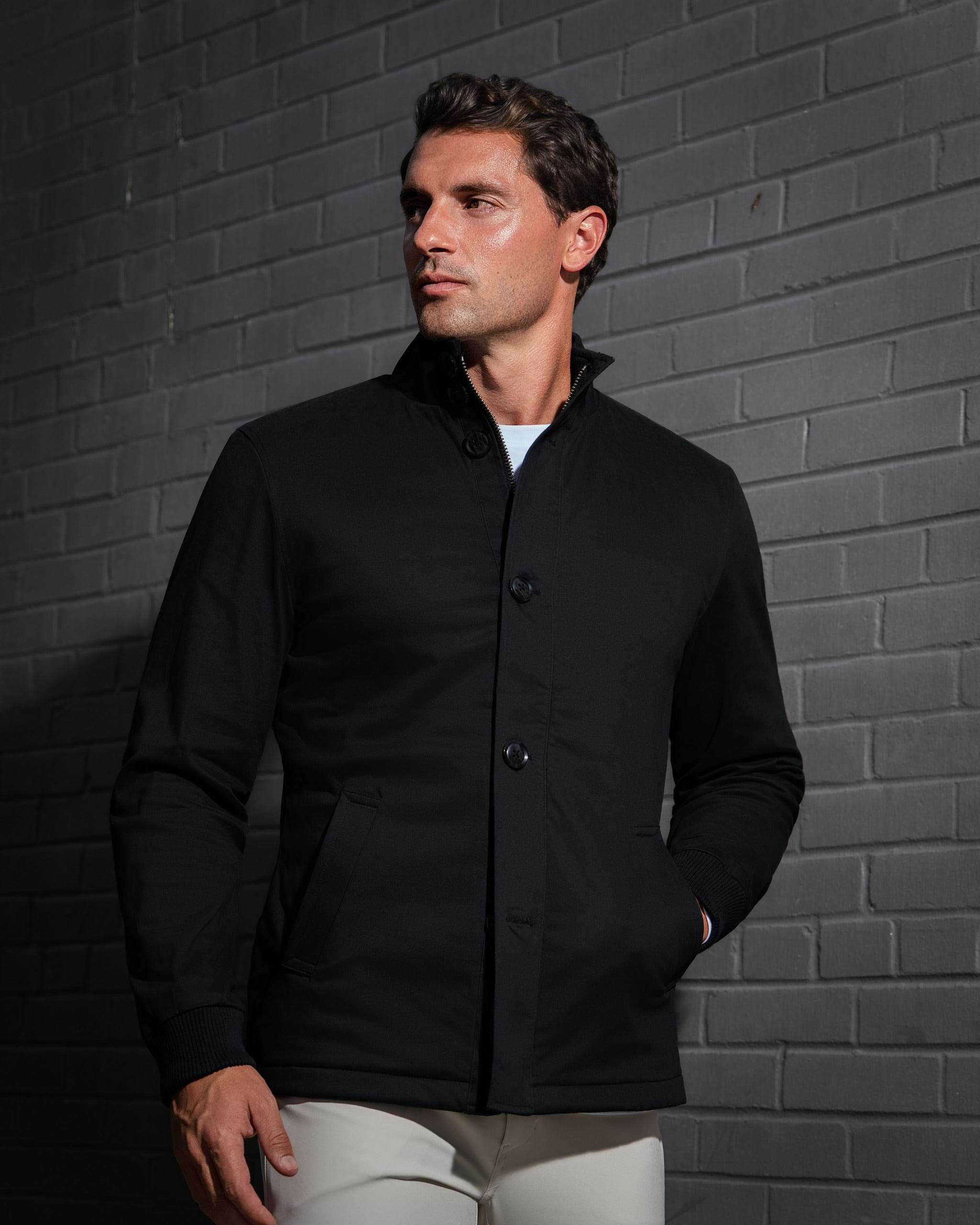 Brushed Cotton Quilted Jacket - Black