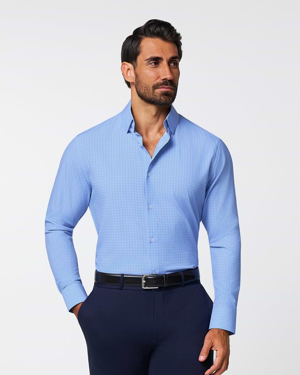 "The Reynolds" Powder Blue and Navy Windowpane