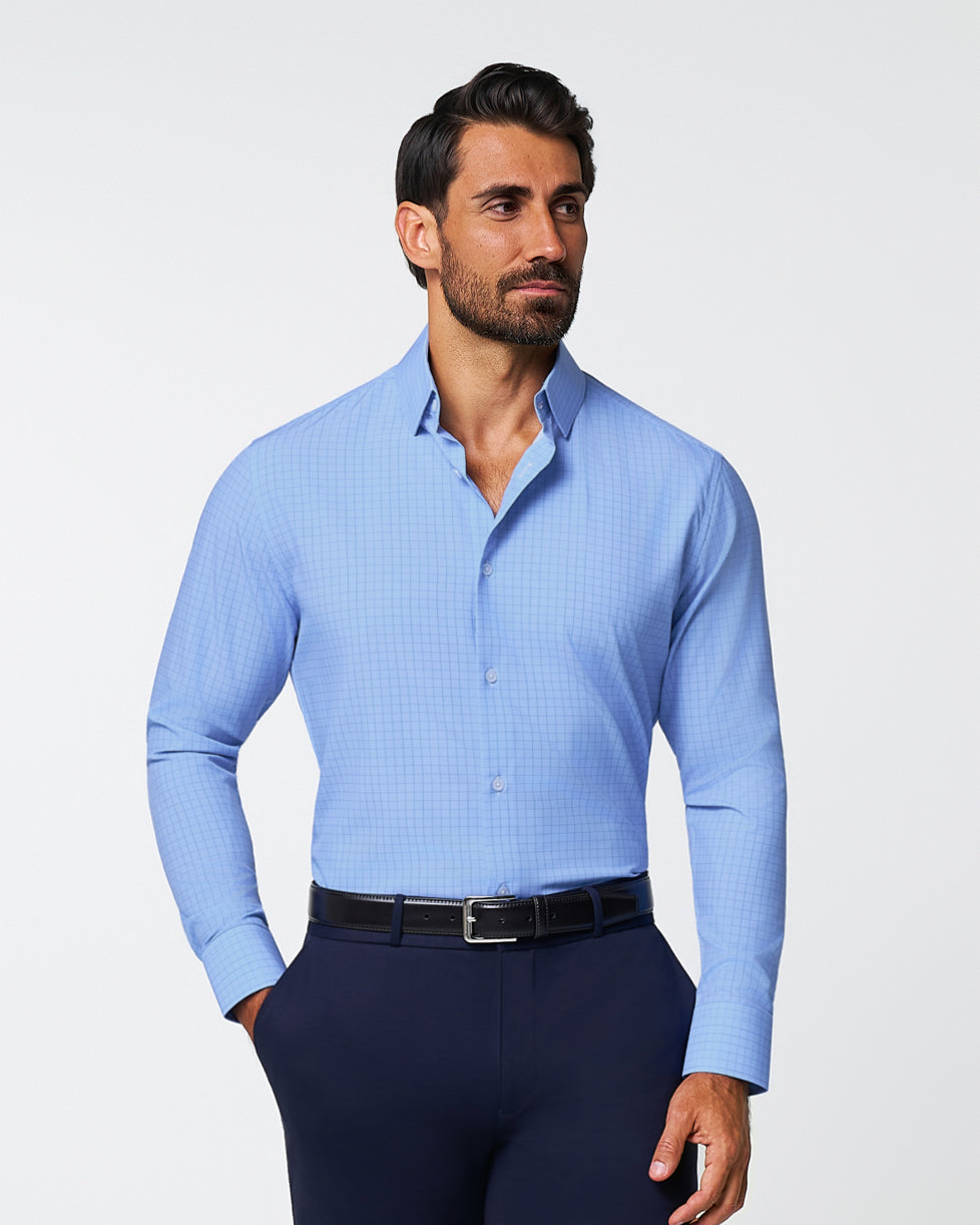 "The Reynolds" Powder Blue and Navy Windowpane