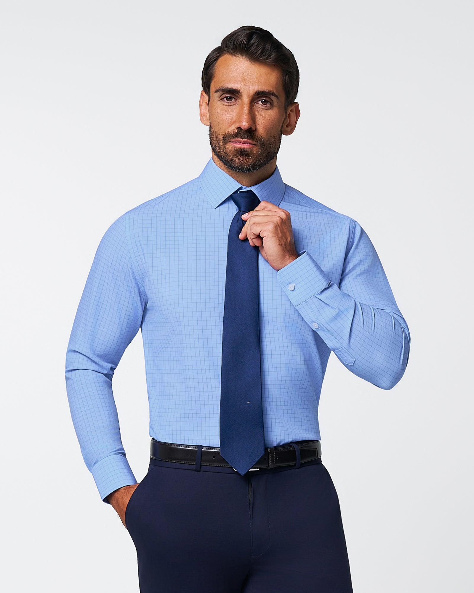 "The Reynolds" Powder Blue and Navy Windowpane