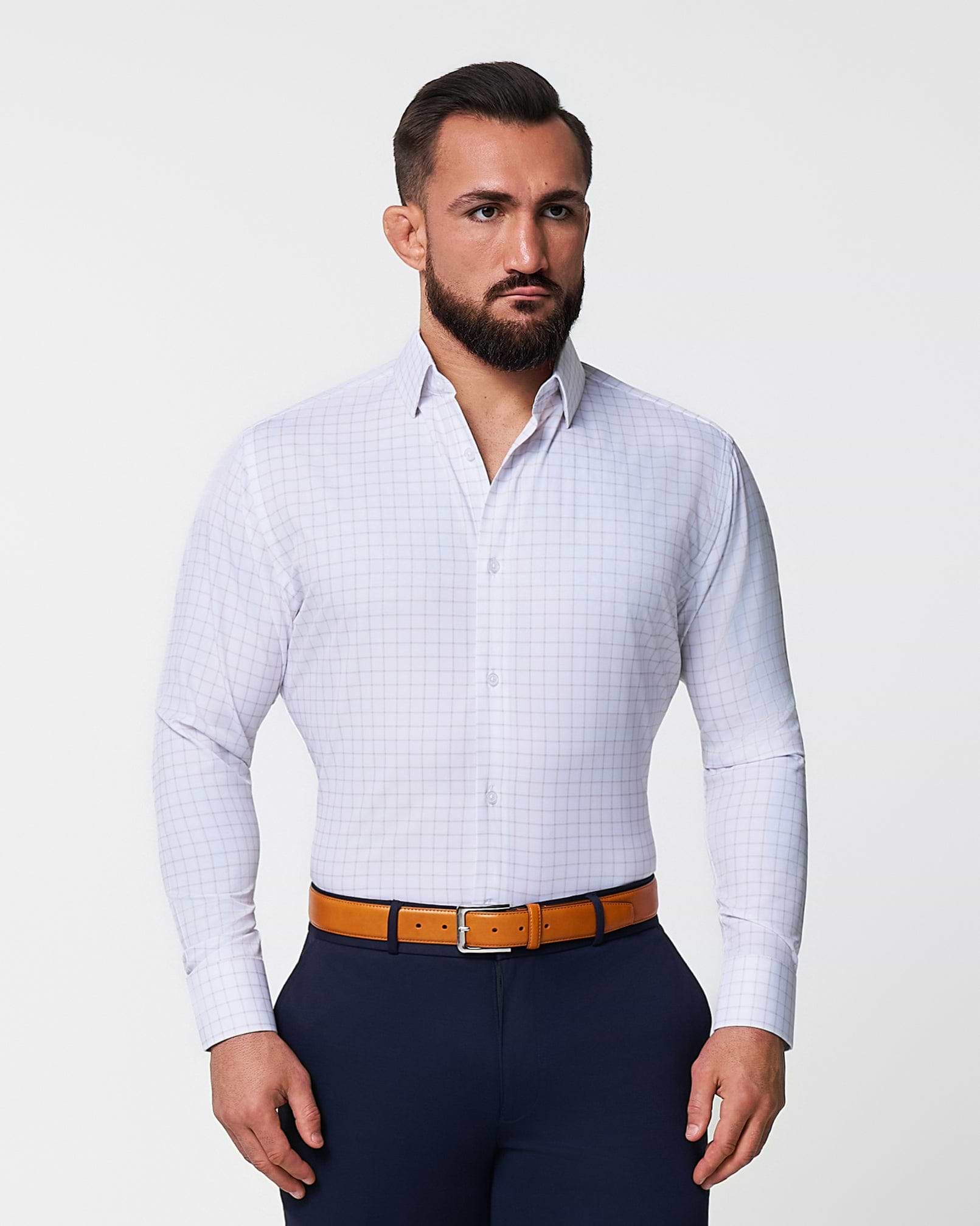 "The Shore" White with Tan Windowpane