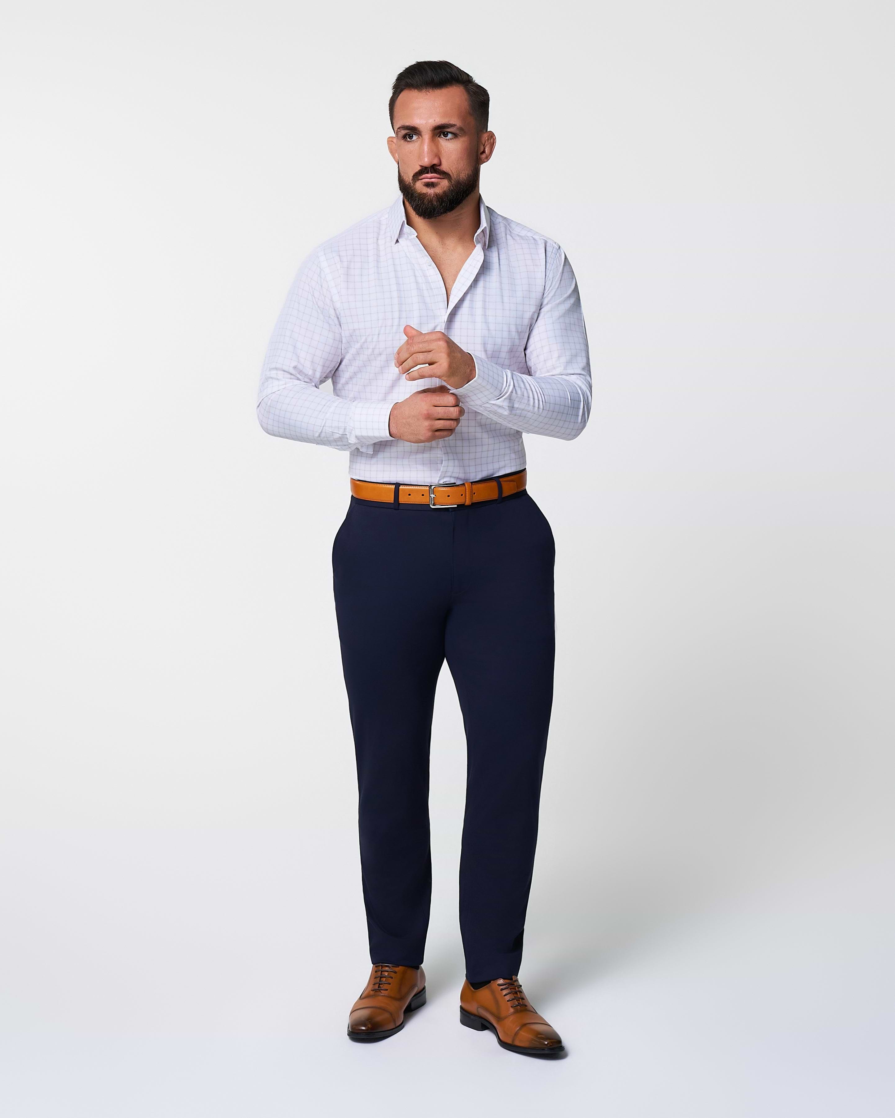 "The Shore" White with Tan Windowpane