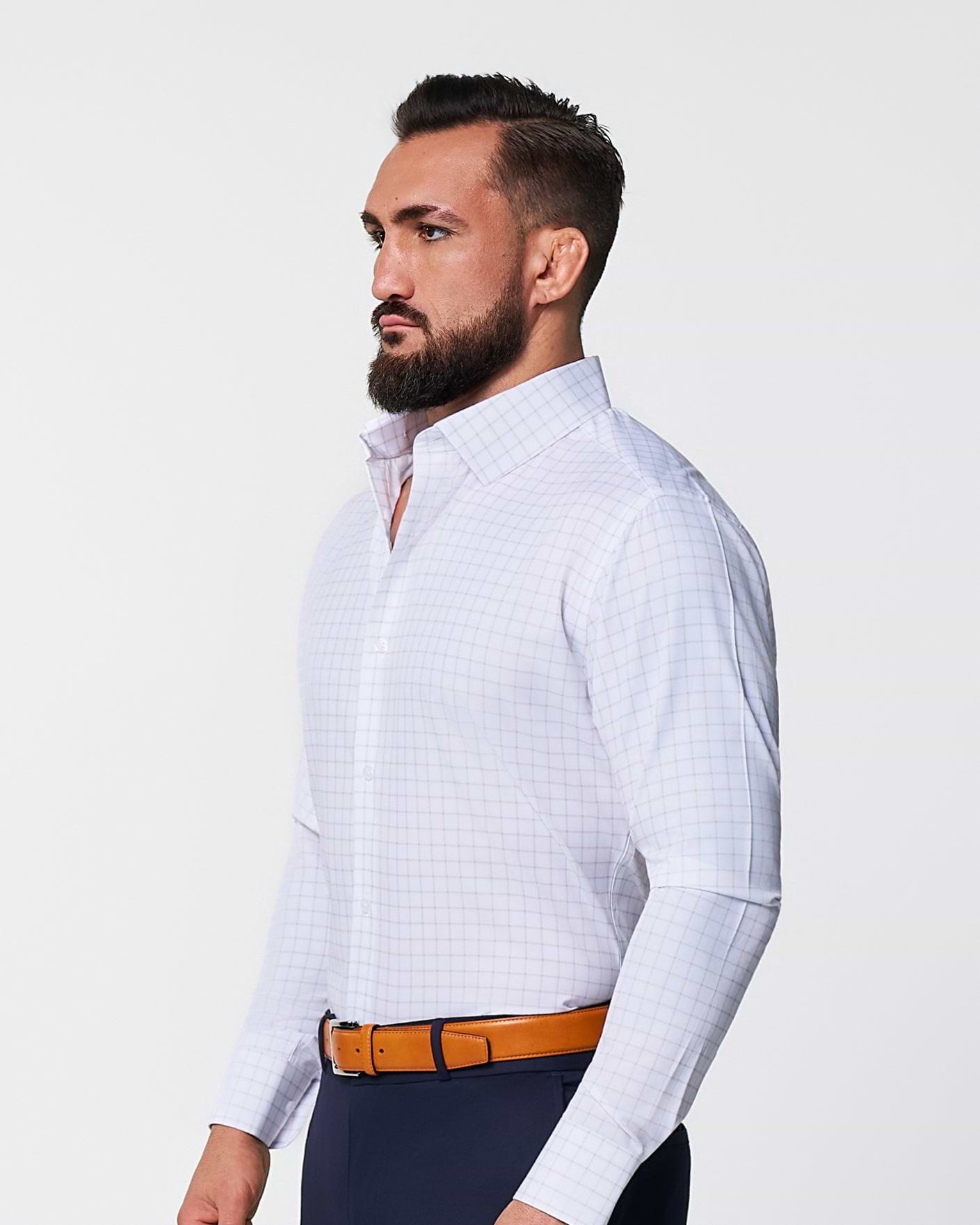 "The Shore" White with Tan Windowpane