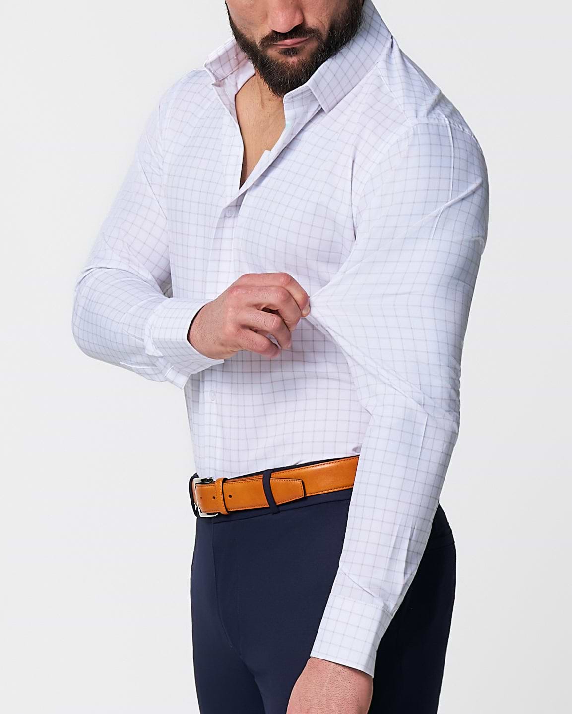 "The Shore" White with Tan Windowpane