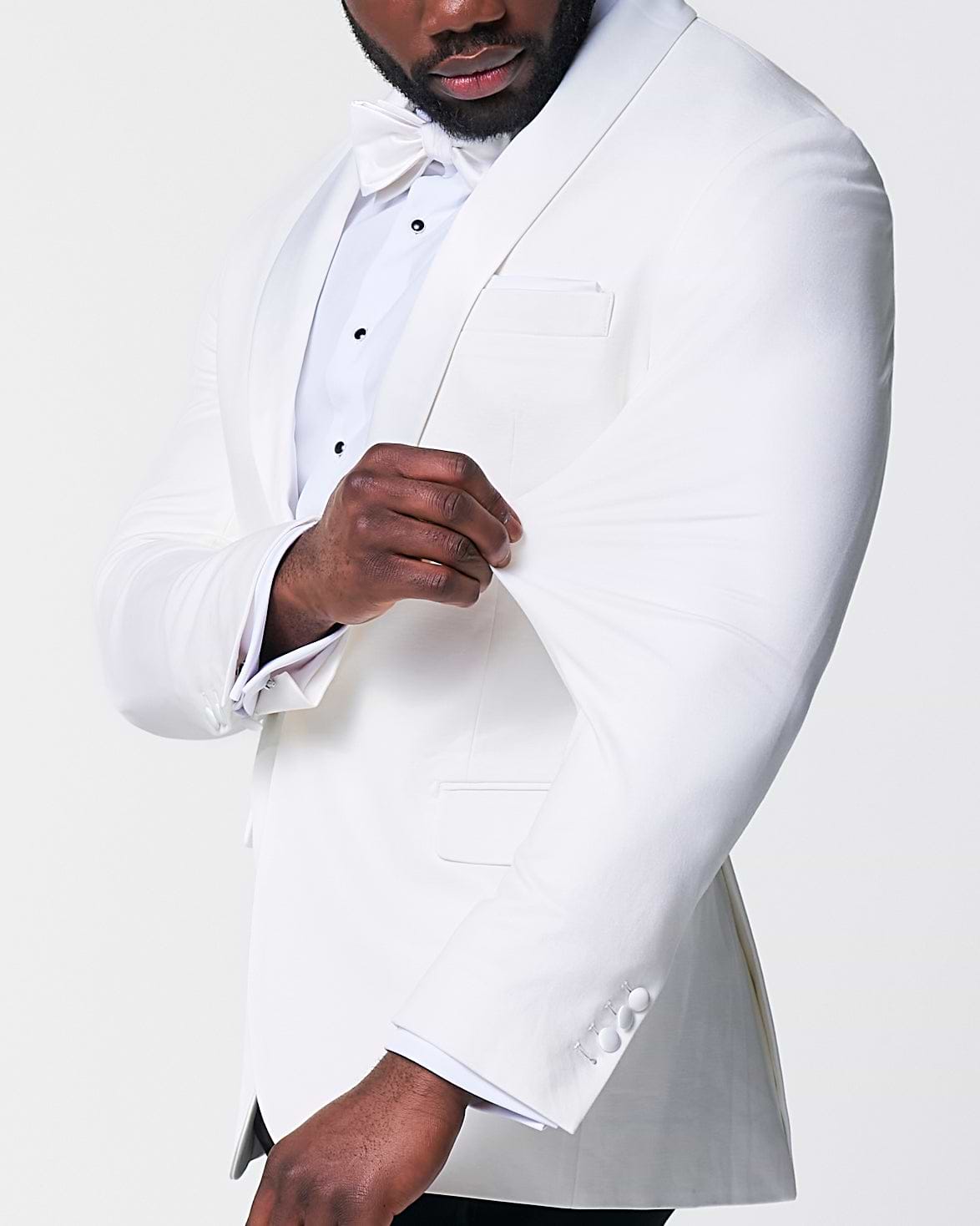 Athletic Fit Stretch Tuxedo Jacket - Solid Cream with White Shawl Lapel