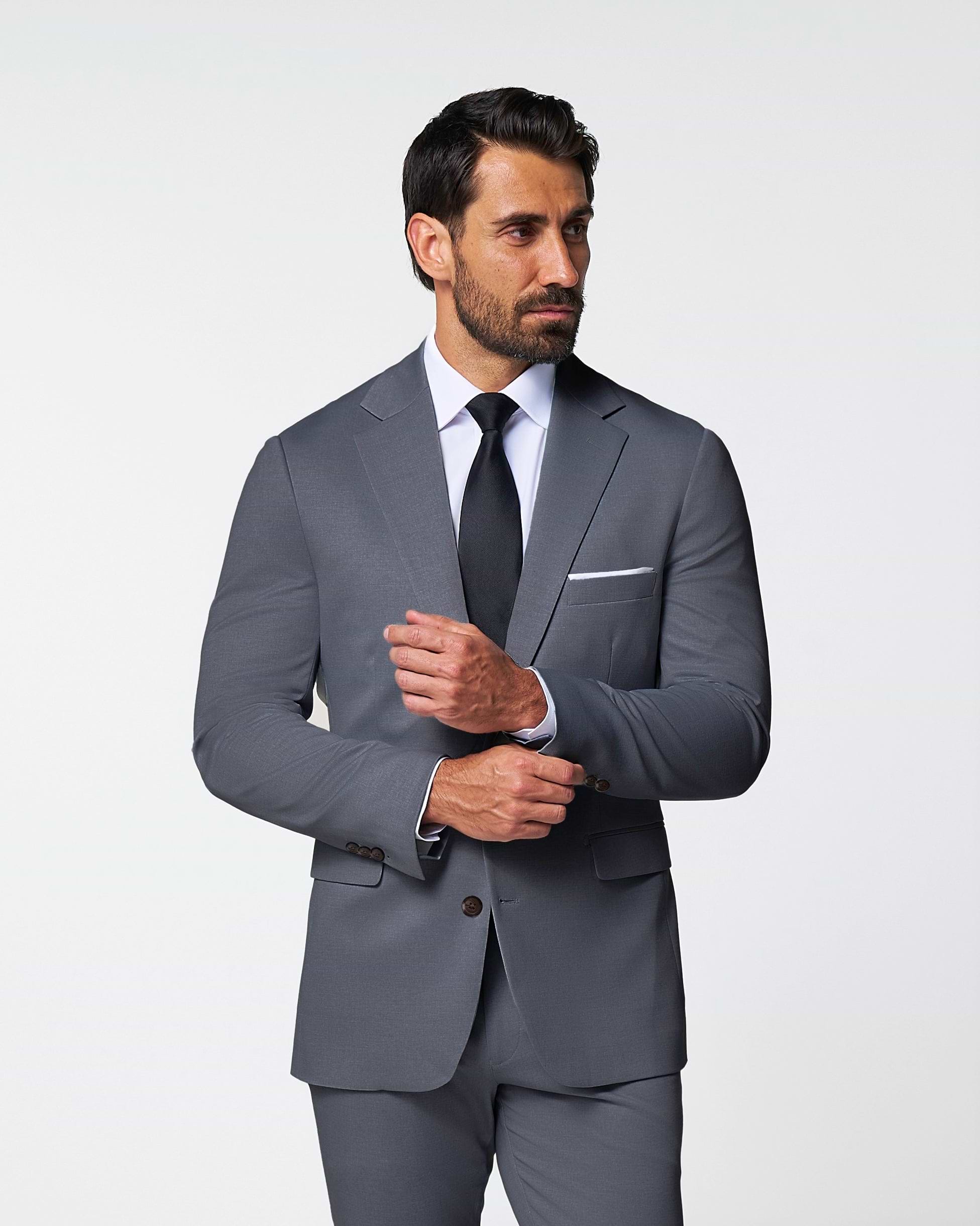 Athletic Fit Stretch Blazer - Solid Grey