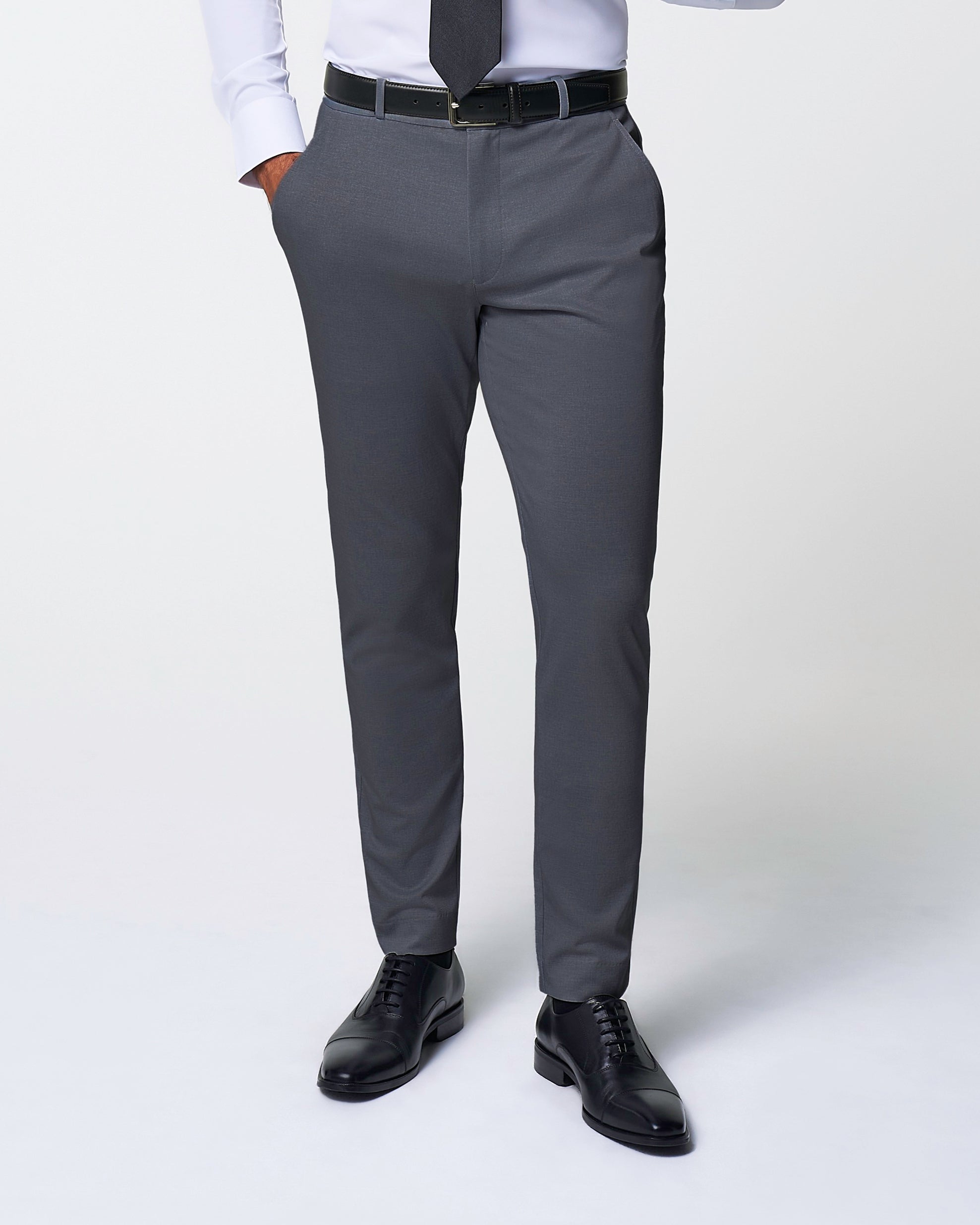 Athletic Fit Stretch Suit Pants - Solid Grey