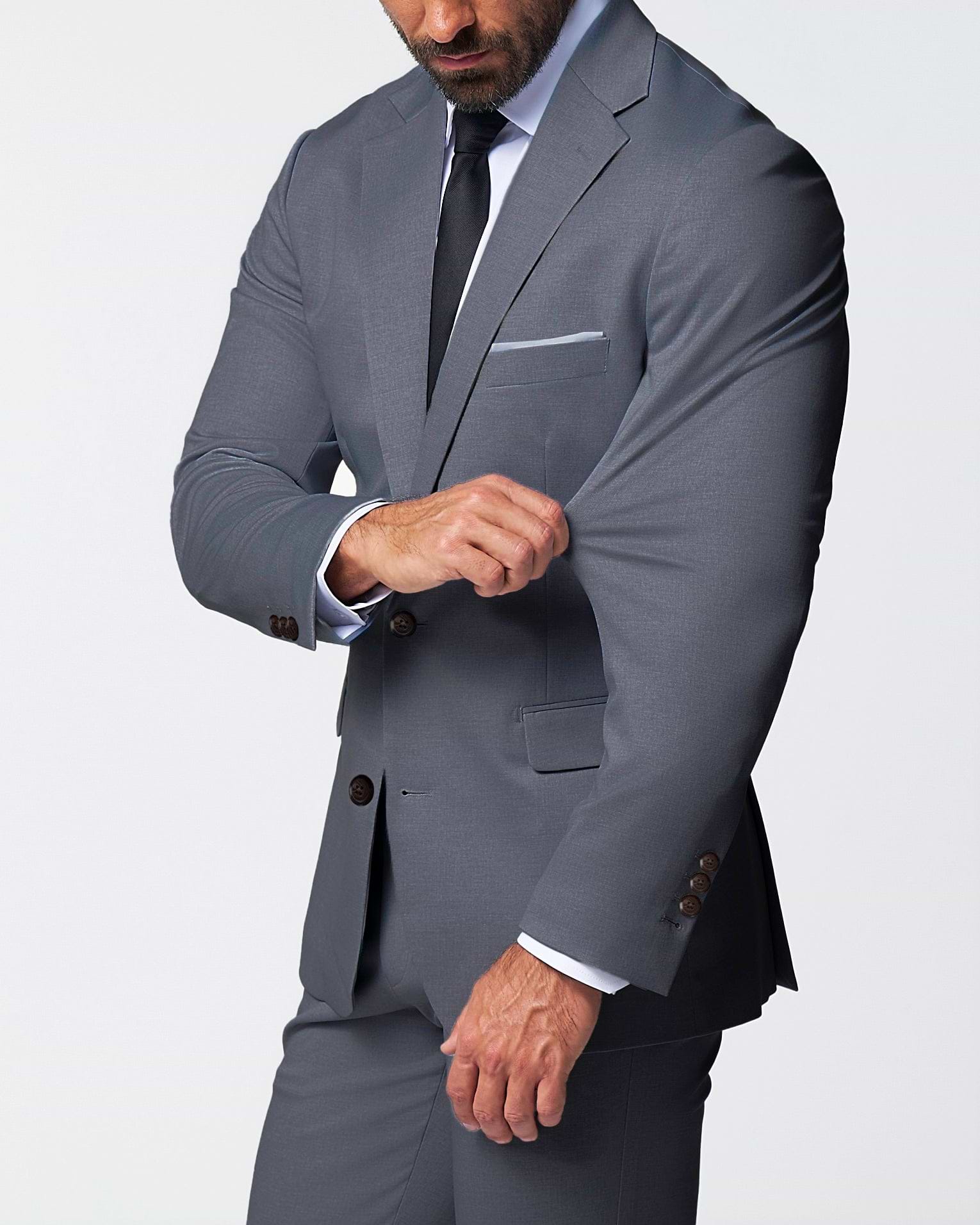 Athletic Fit Stretch Blazer - Solid Grey
