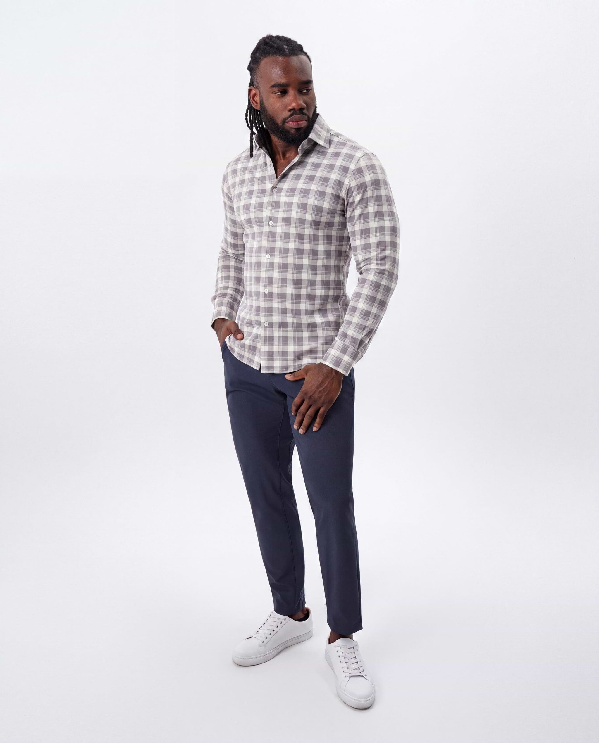 "The Holden" Grey Plaid Button Down