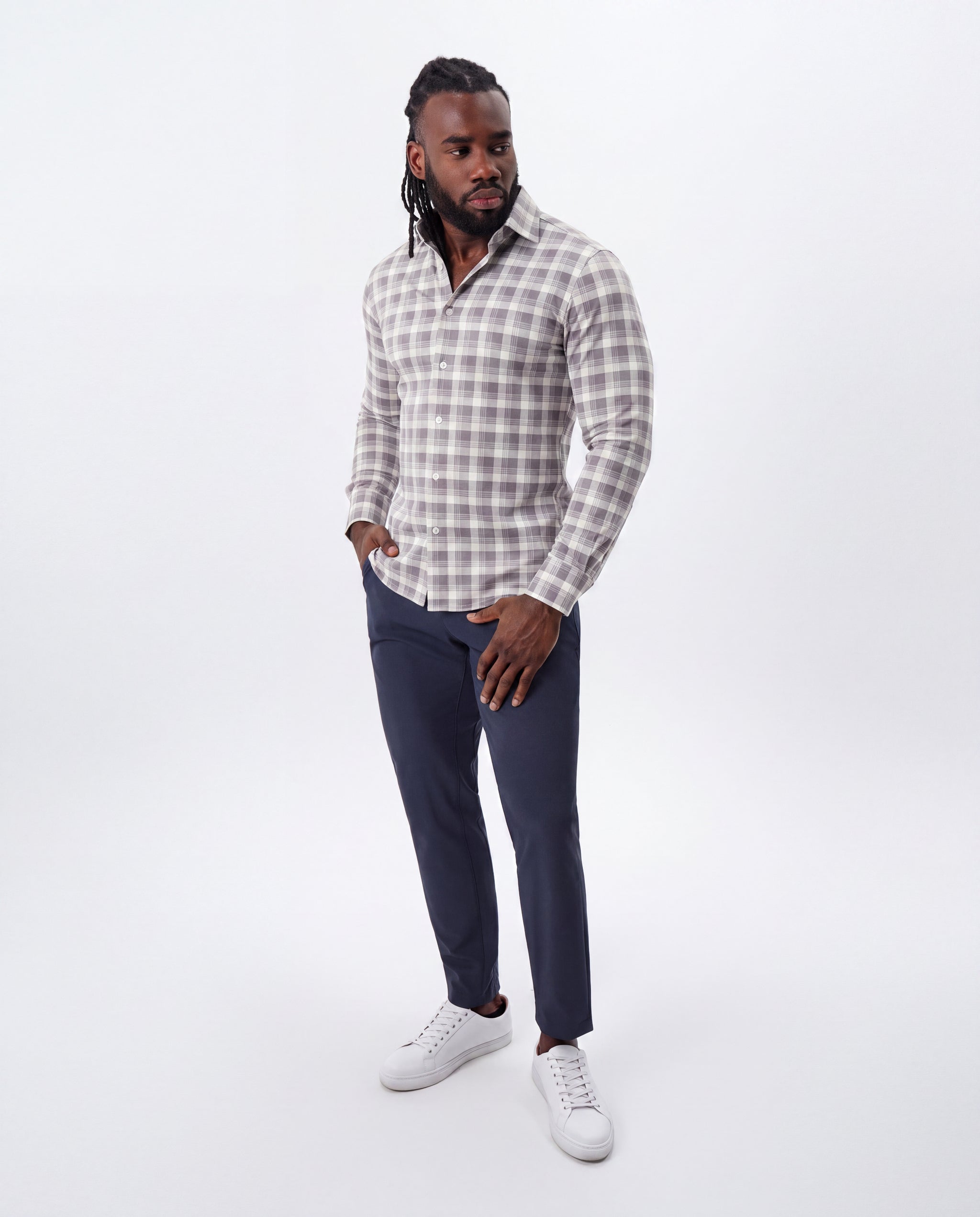 "The Holden" Grey Plaid Button Down