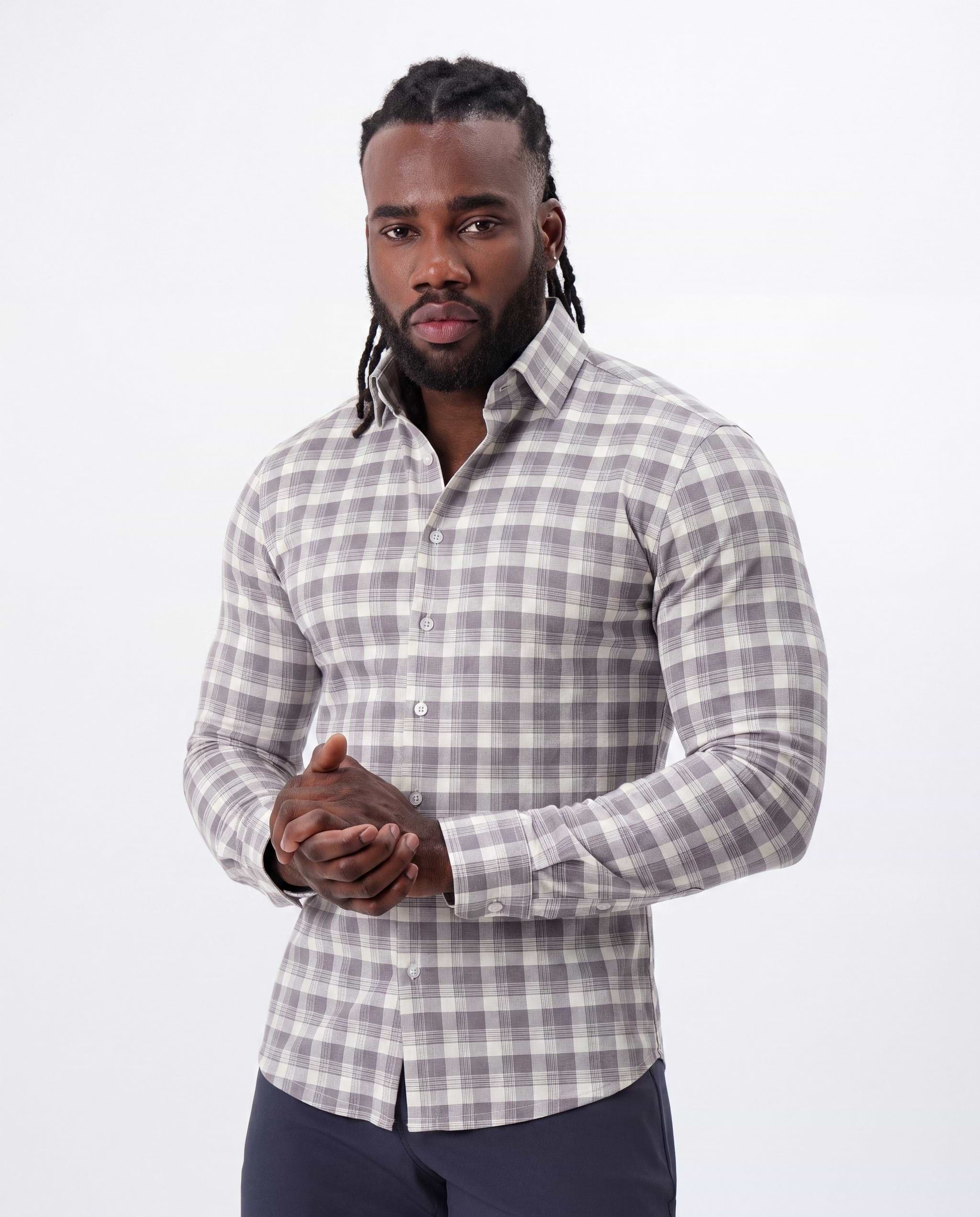 "The Holden" Grey Plaid Button Down
