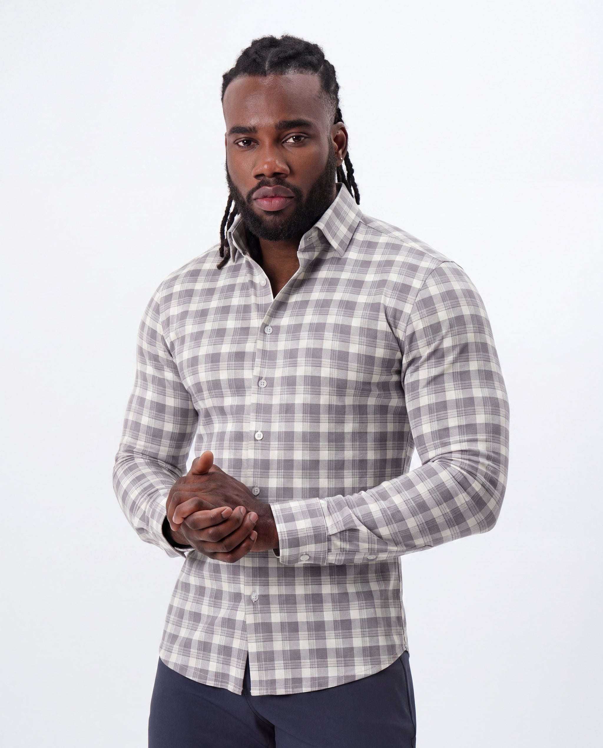 "The Holden" Grey Plaid Button Down