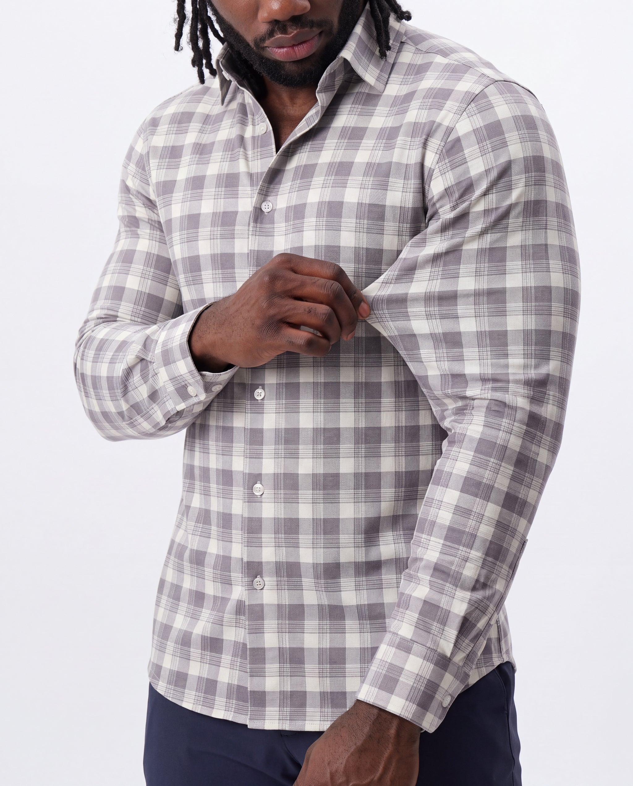 "The Holden" Grey Plaid Button Down
