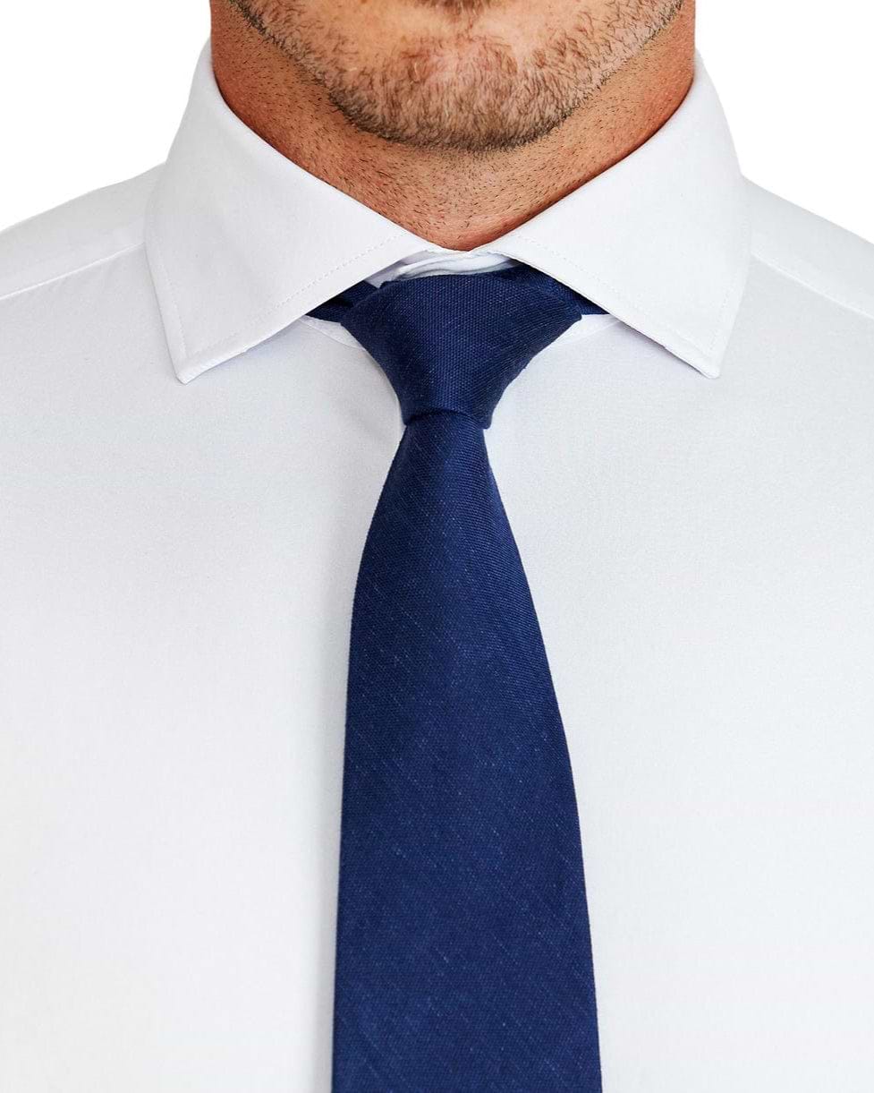 "The Carlton" Solid White Double Button Spread Collar