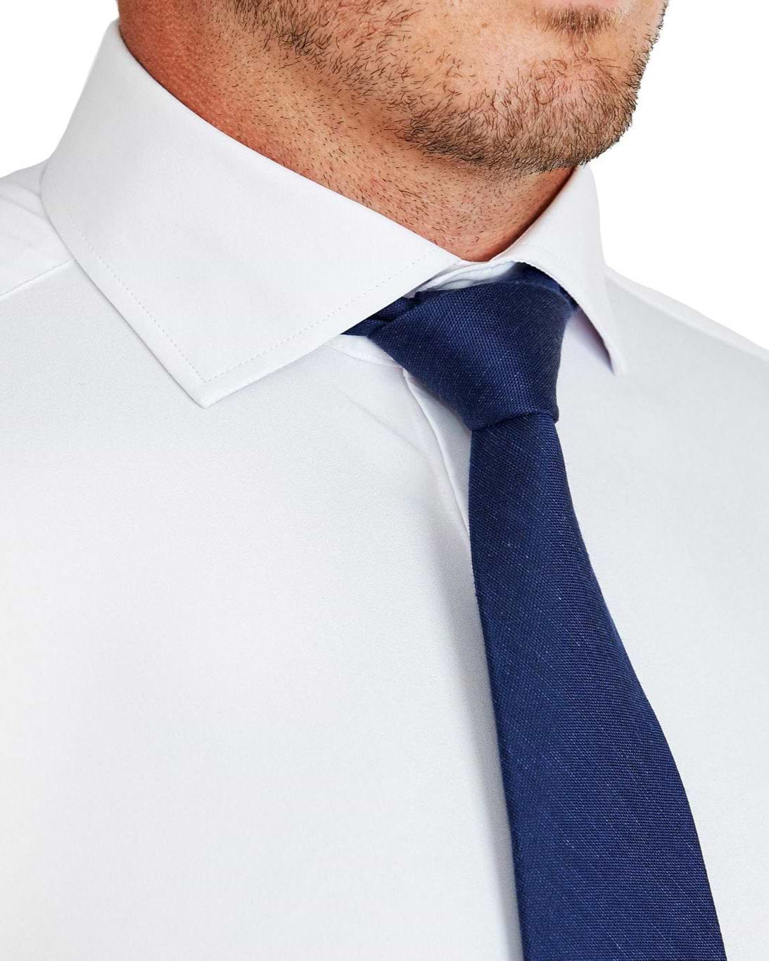 "The Carlton" Solid White Double Button Spread Collar