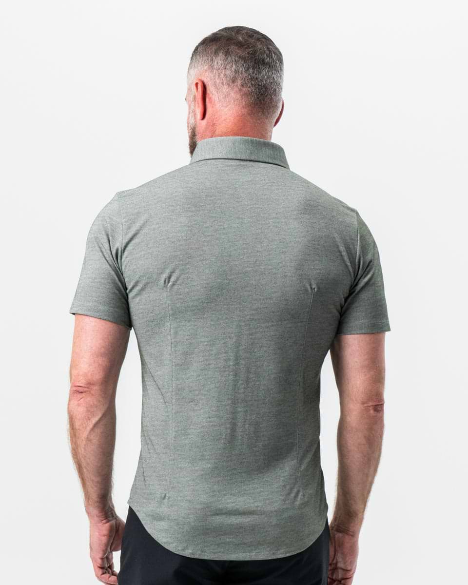 "The Armstrong" Olive Pique Short Sleeve Button Down