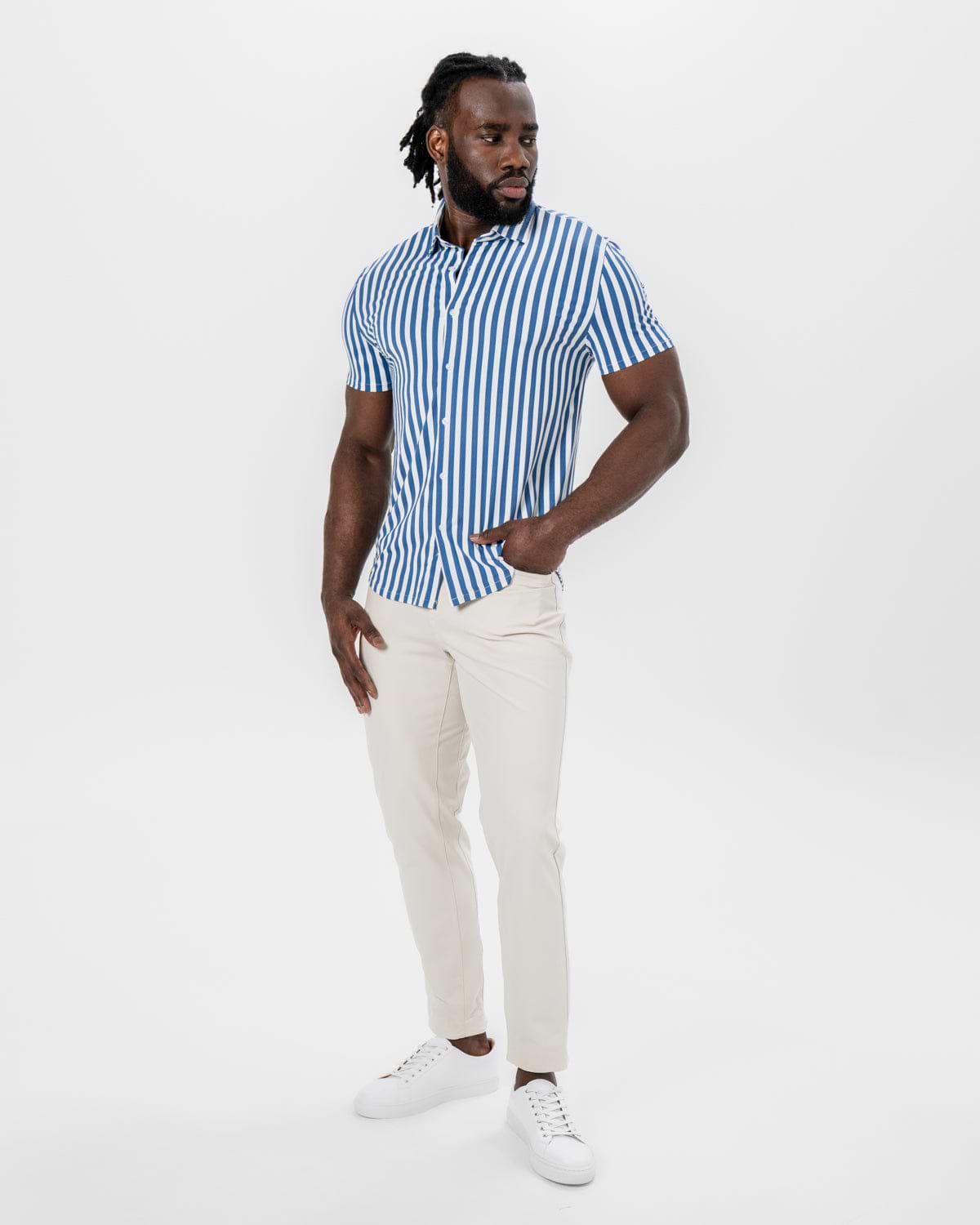 "The Bay" Navy & White Bengal Stripe