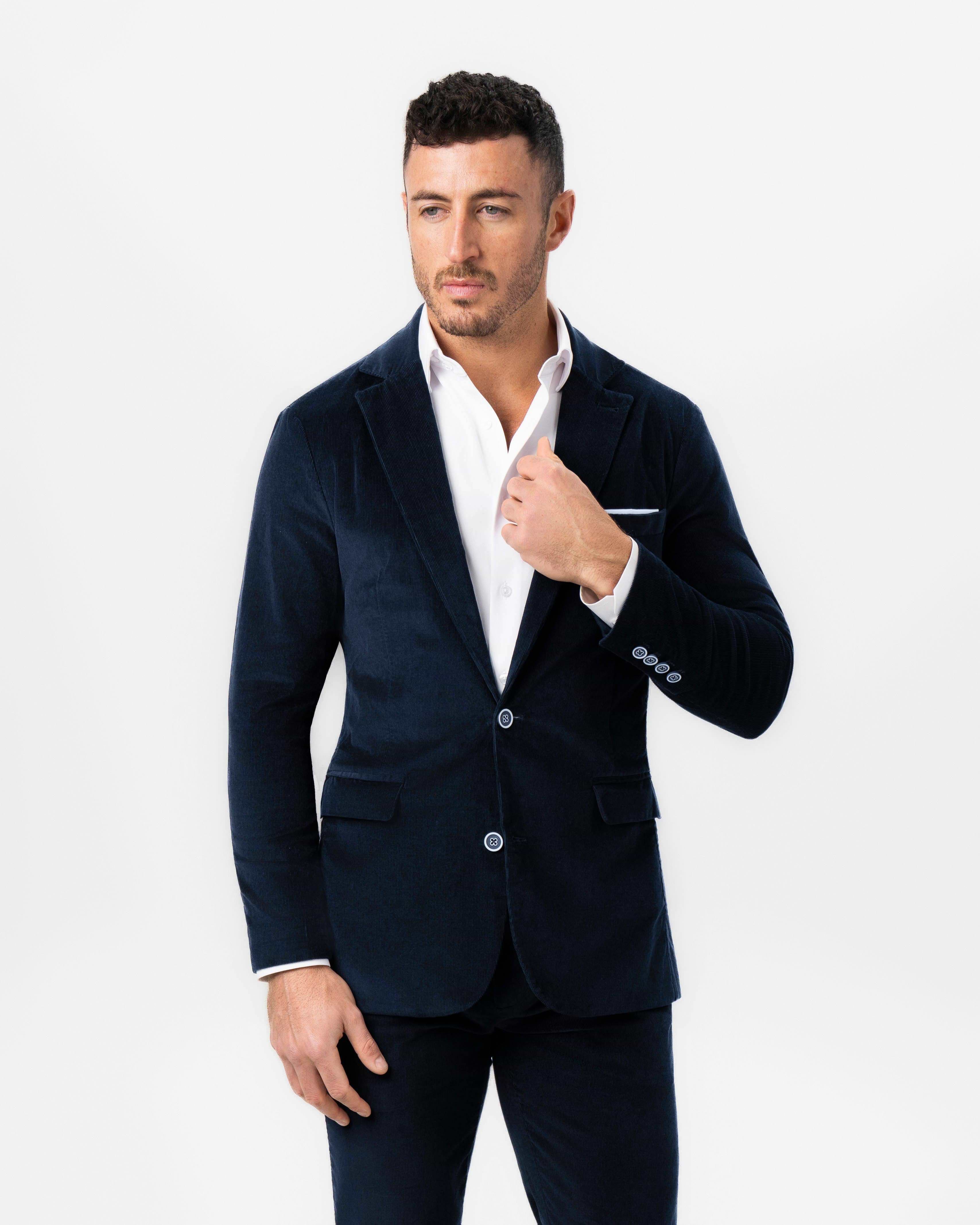 Unstructured Corduroy Blazer - Dark Navy