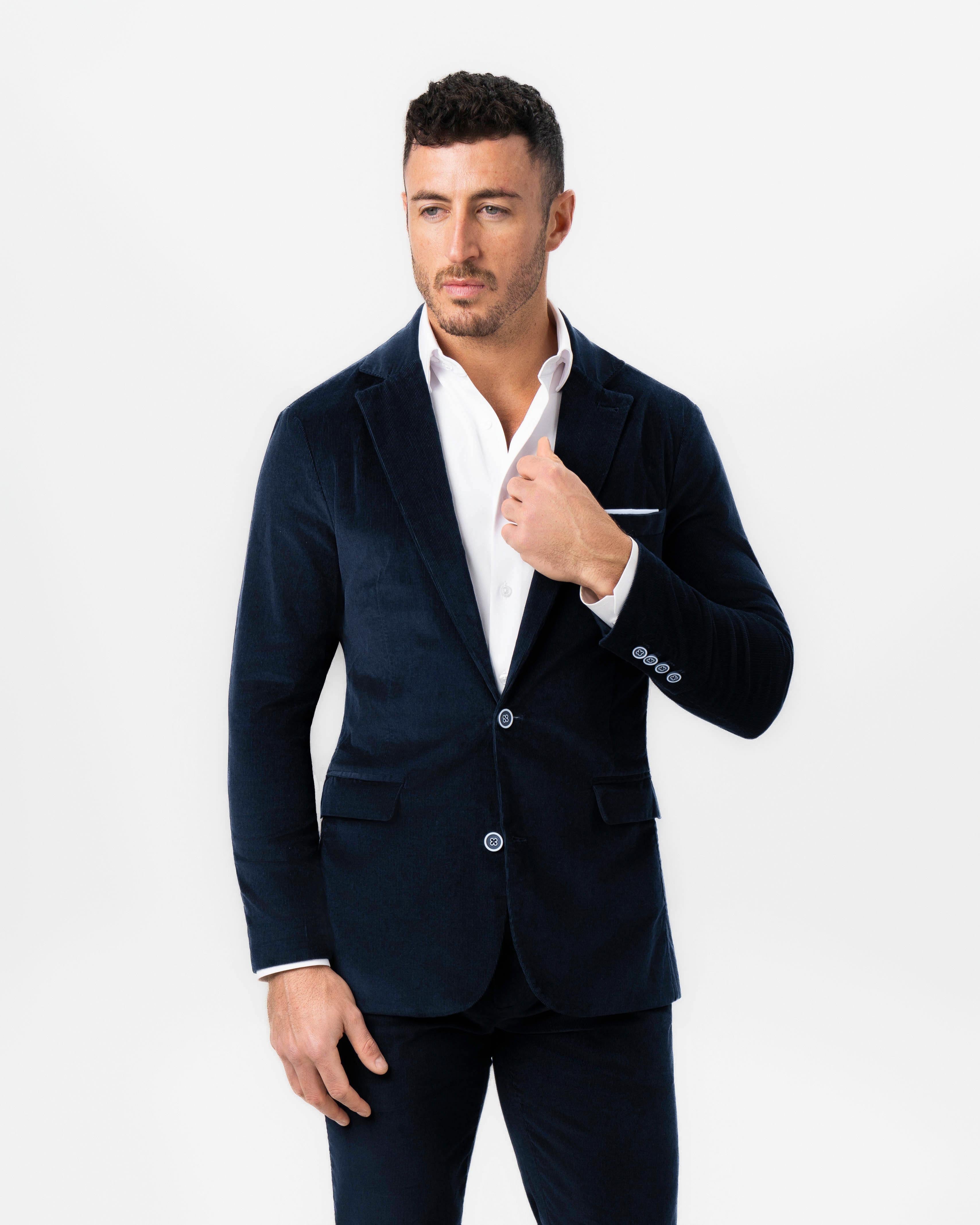 Unstructured Corduroy Blazer - Dark Navy