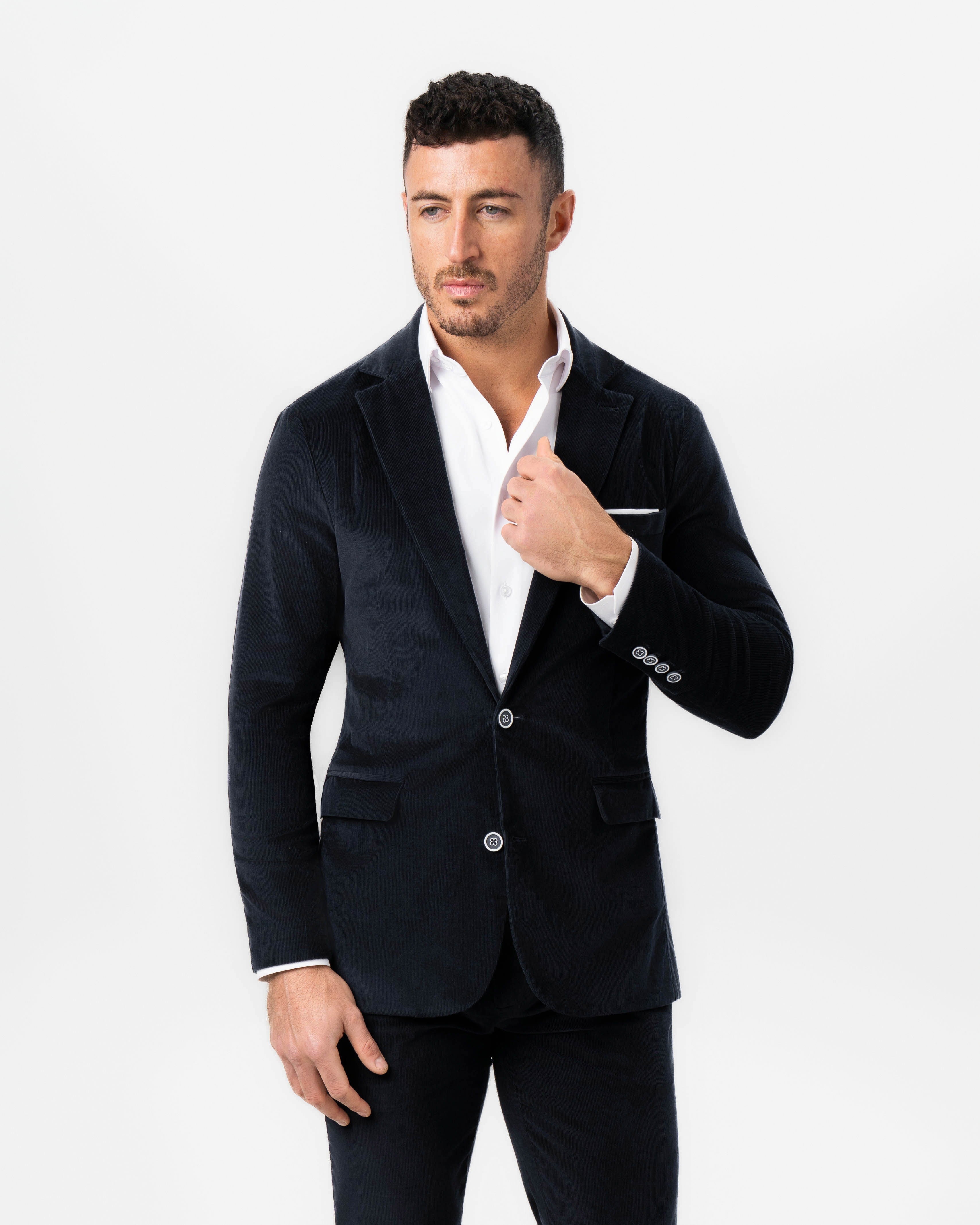 Unstructured Corduroy Blazer - Dark Navy