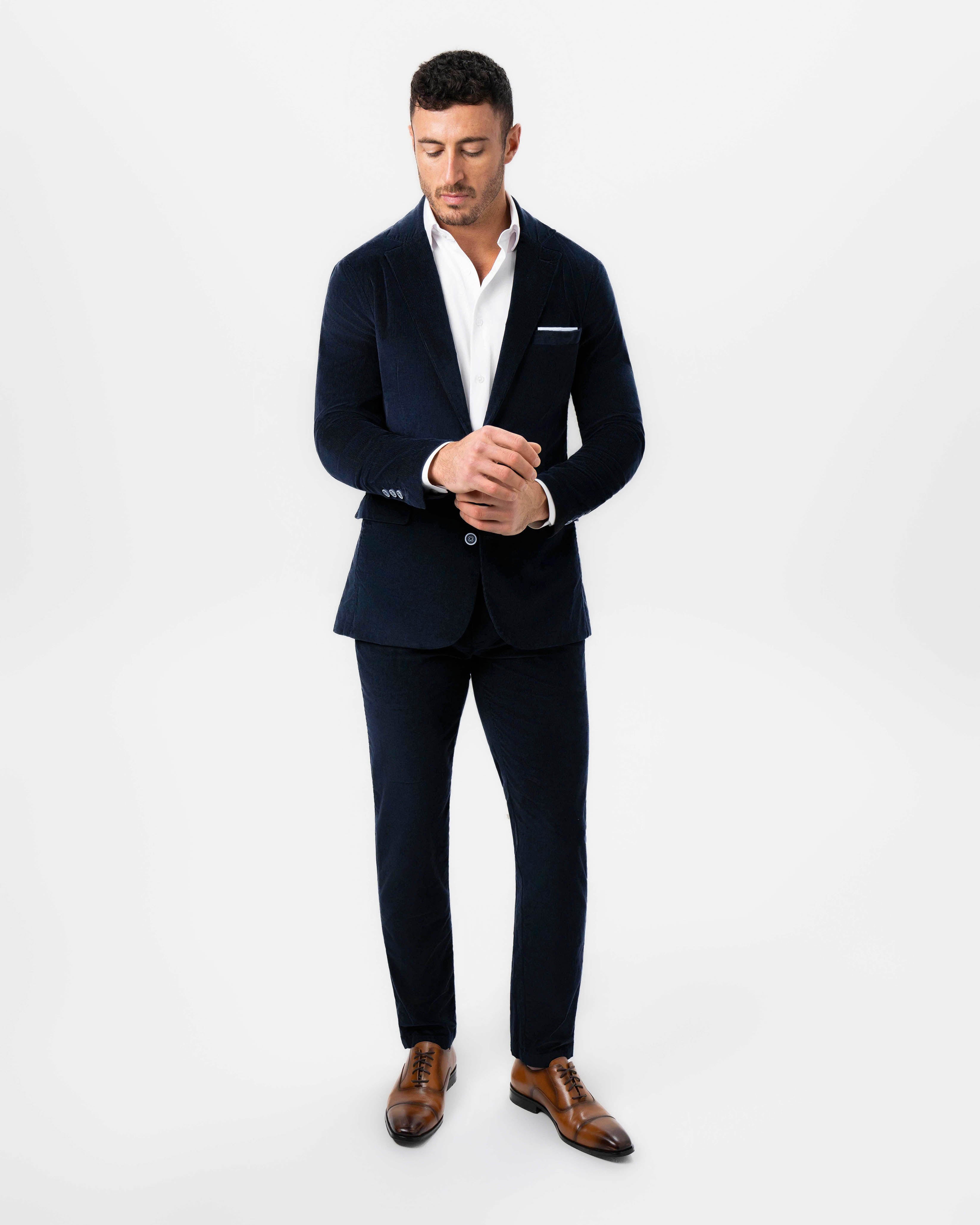 Unstructured Corduroy Blazer - Dark Navy