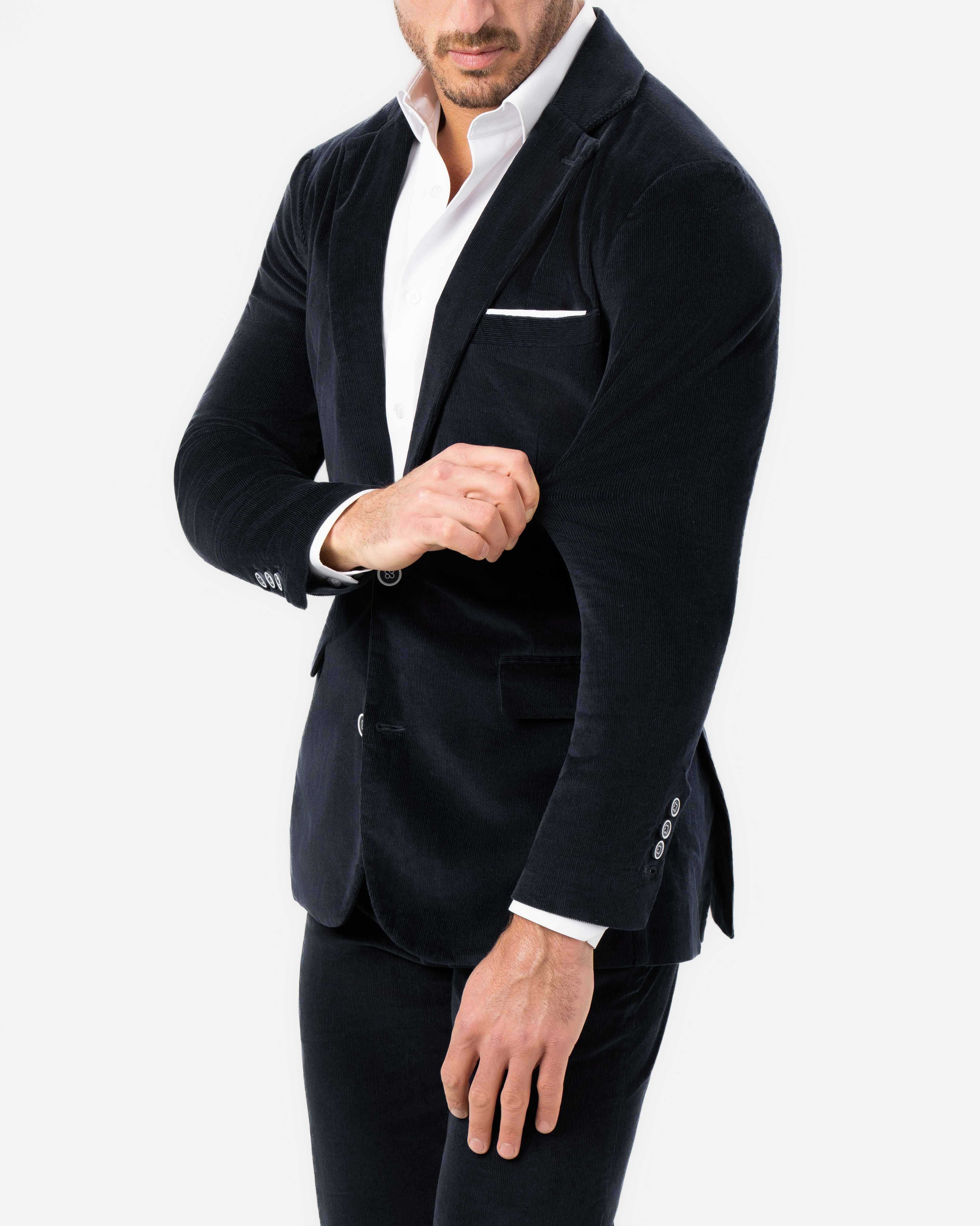Unstructured Corduroy Blazer - Dark Navy
