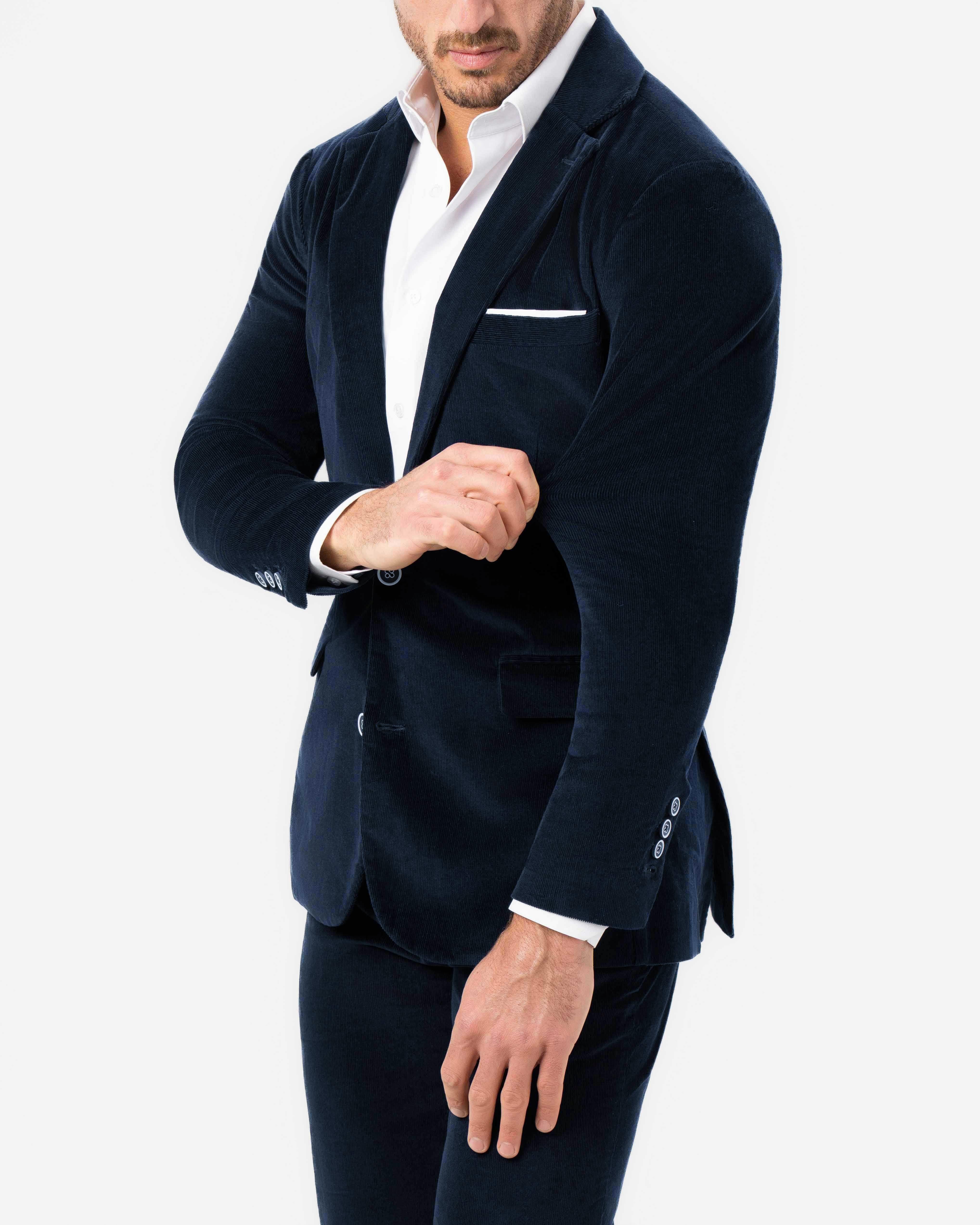 Unstructured Corduroy Blazer - Dark Navy