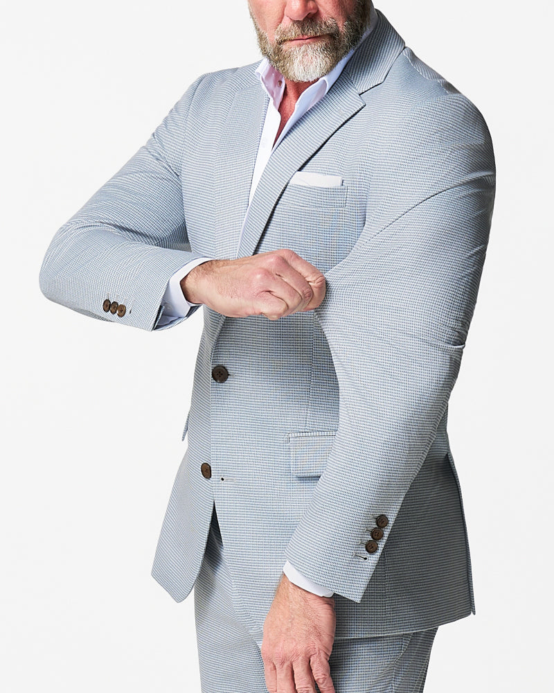 Athletic Fit Stretch Blazer - Grey Houndstooth Microcheck