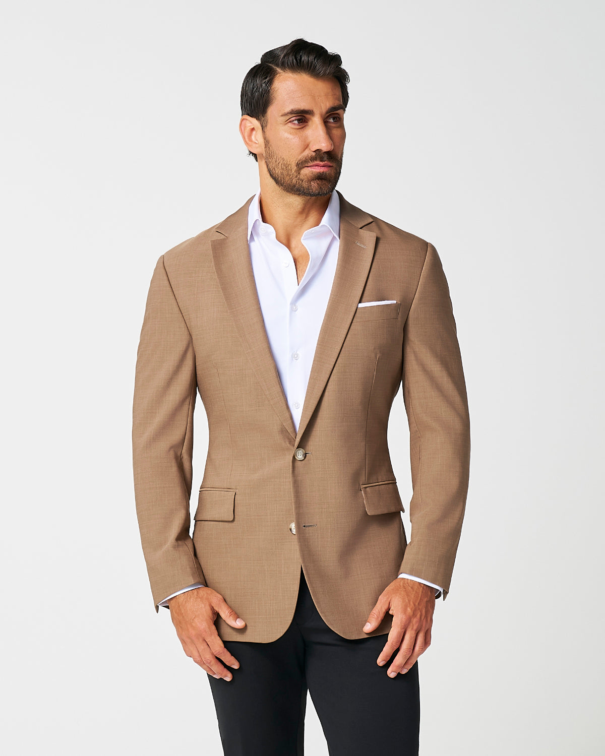 Athletic Fit Stretch Blazer - Heathered Cappuccino