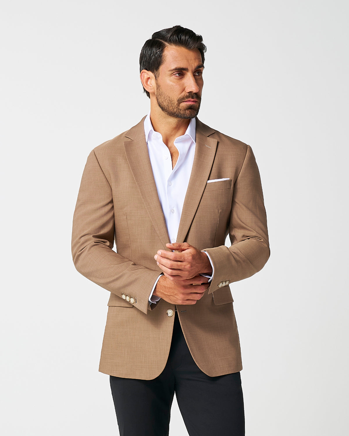 Athletic Fit Stretch Blazer - Heathered Cappuccino