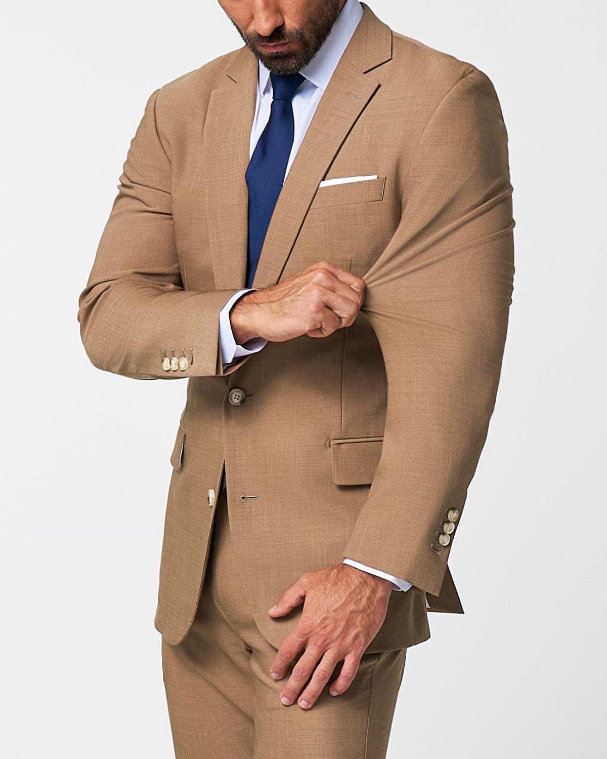 Athletic Fit Stretch Blazer - Heathered Cappuccino