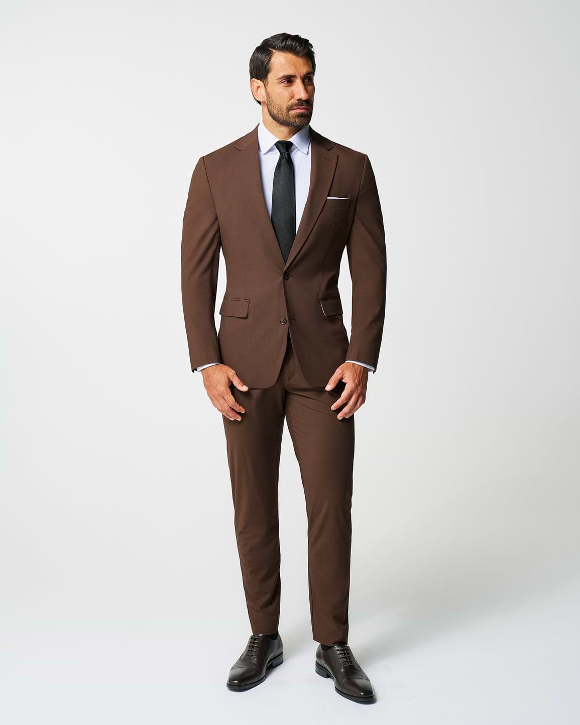 Athletic Fit Stretch Blazer - Lightweight Heathered Chocolate