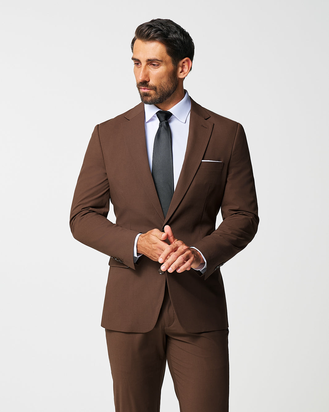 Athletic Fit Stretch Blazer - Lightweight Heathered Chocolate