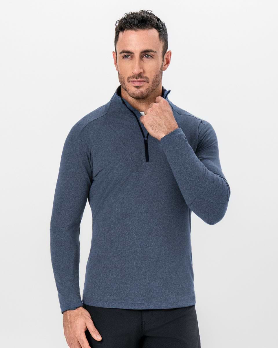 Brushed Quarter Zip - Heathered Navy