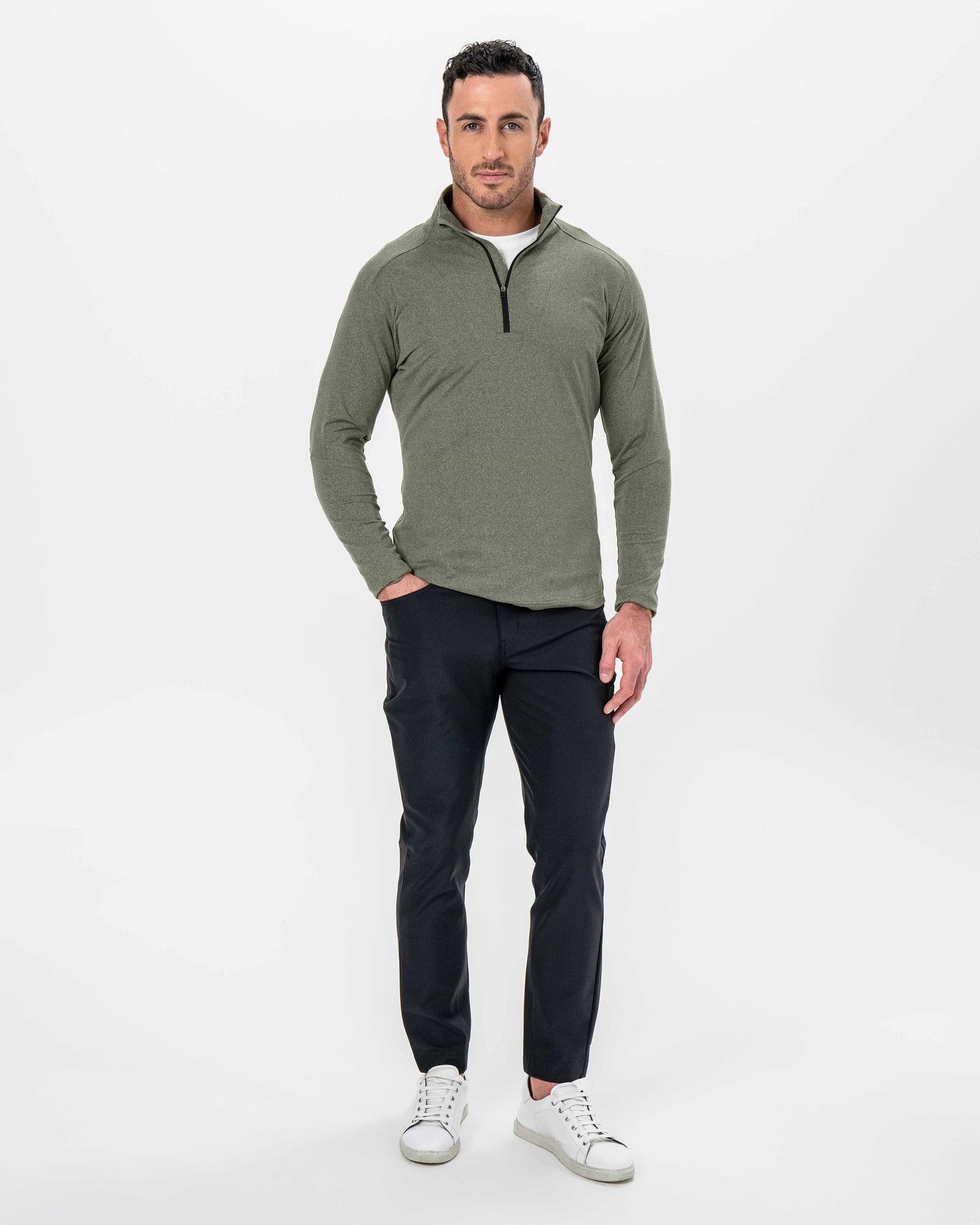 Brushed Quarter Zip - Heathered Olive