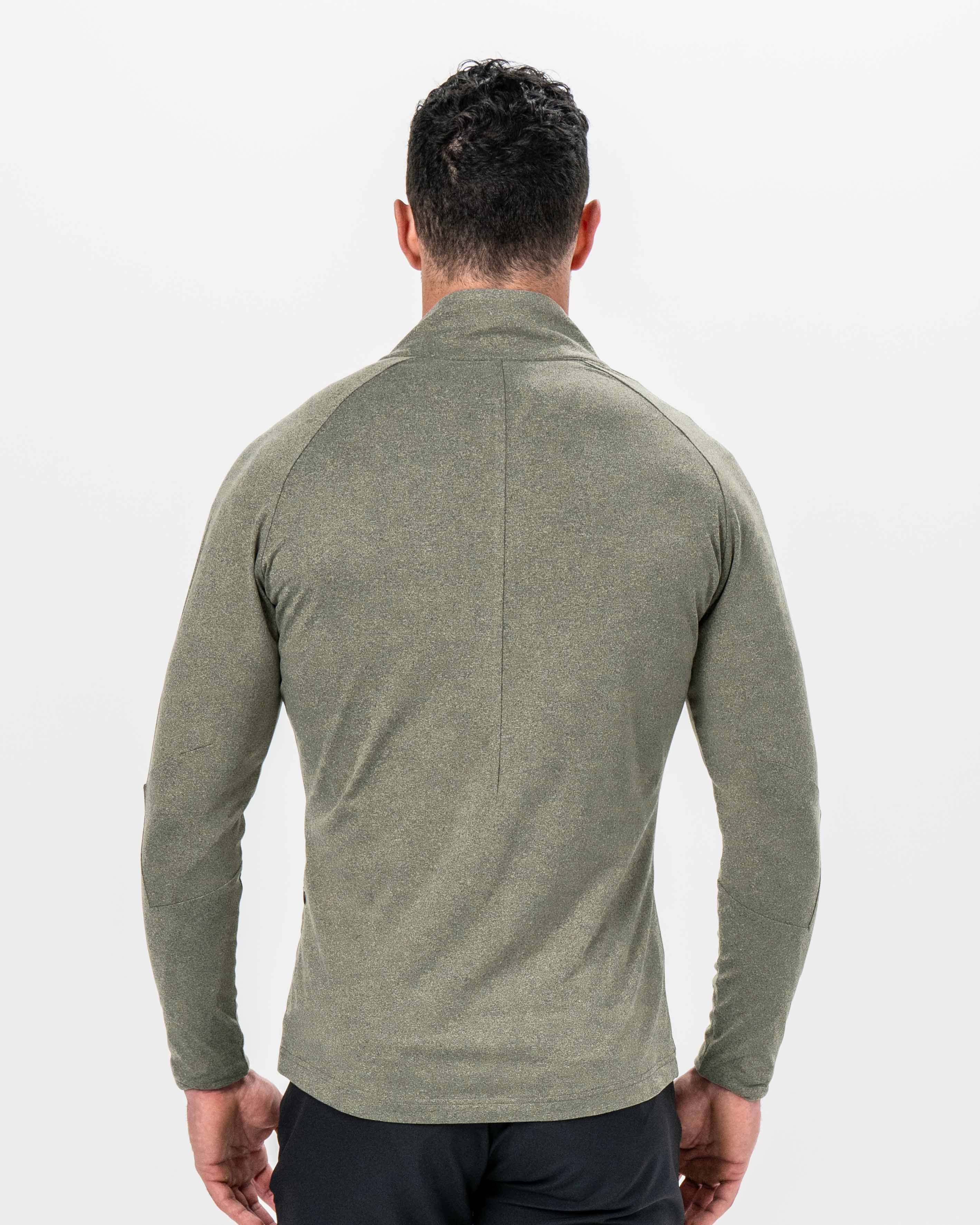 Brushed Quarter Zip - Heathered Olive