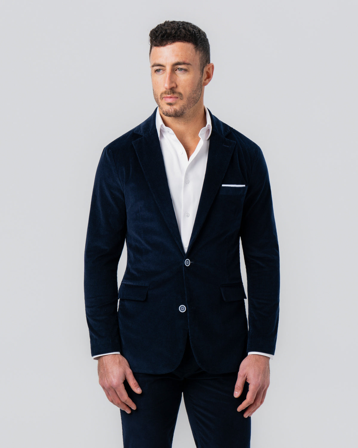 Unstructured Corduroy Blazer - Dark Navy