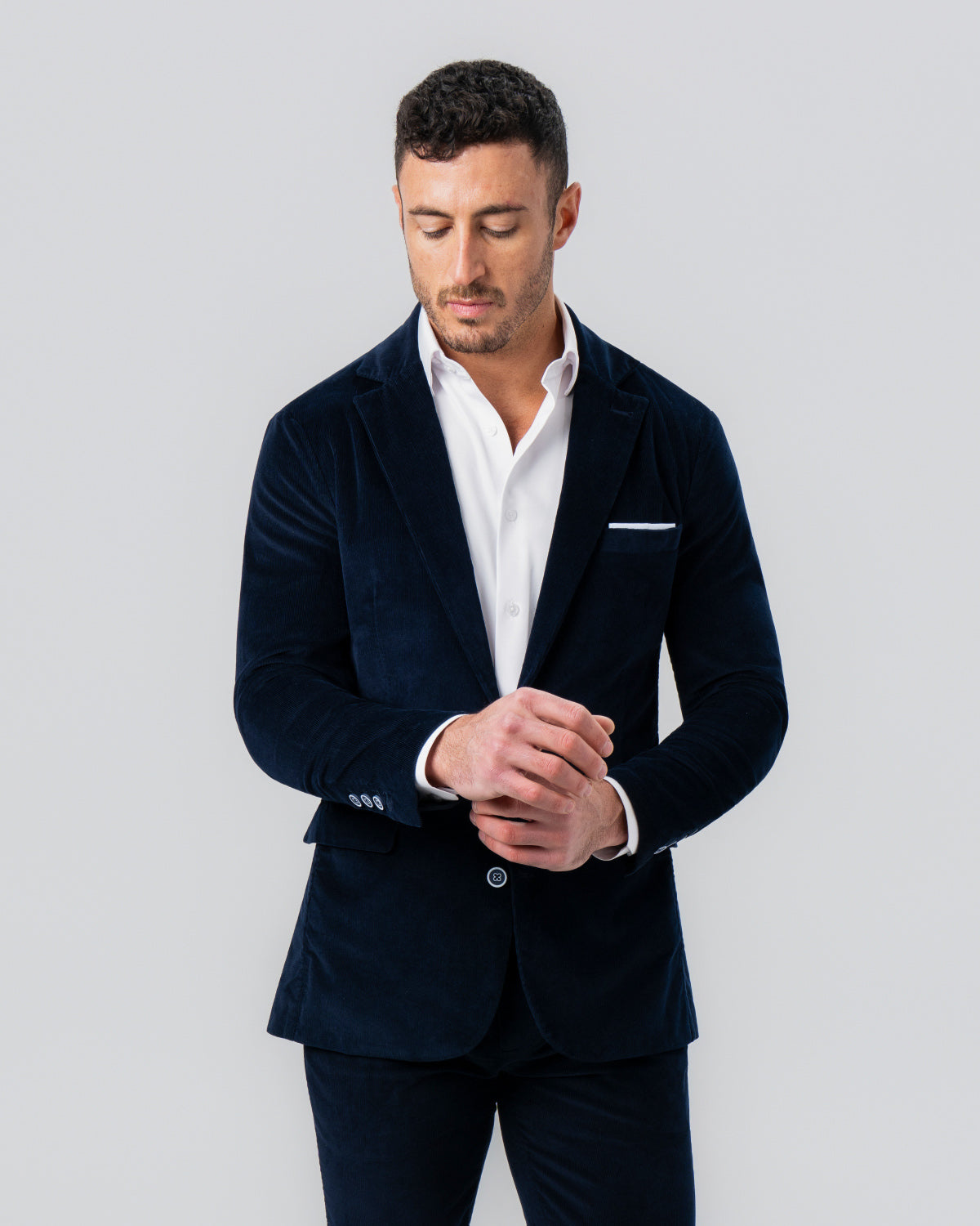 Unstructured Corduroy Blazer - Dark Navy