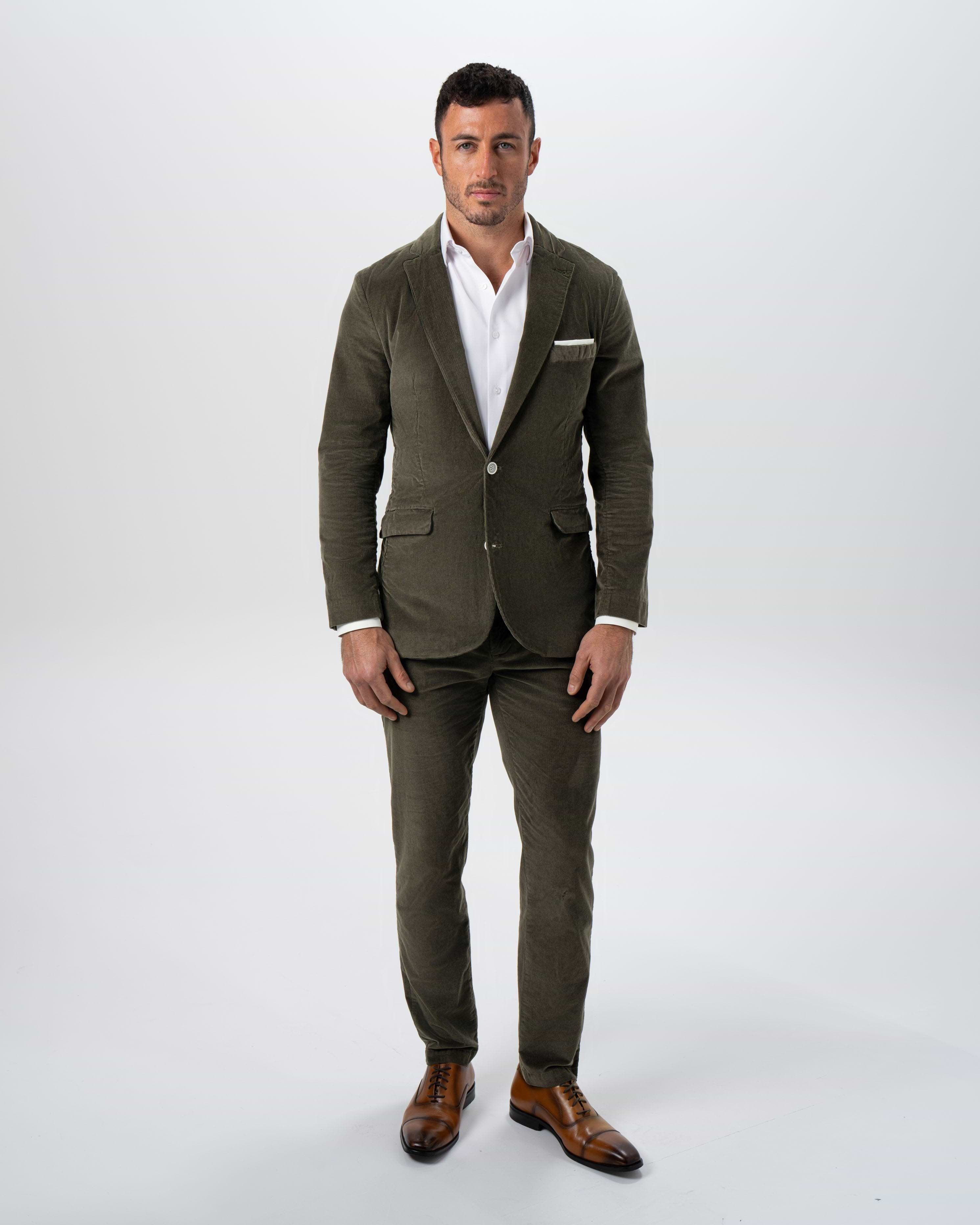 Unstructured Corduroy Blazer - Dark Olive