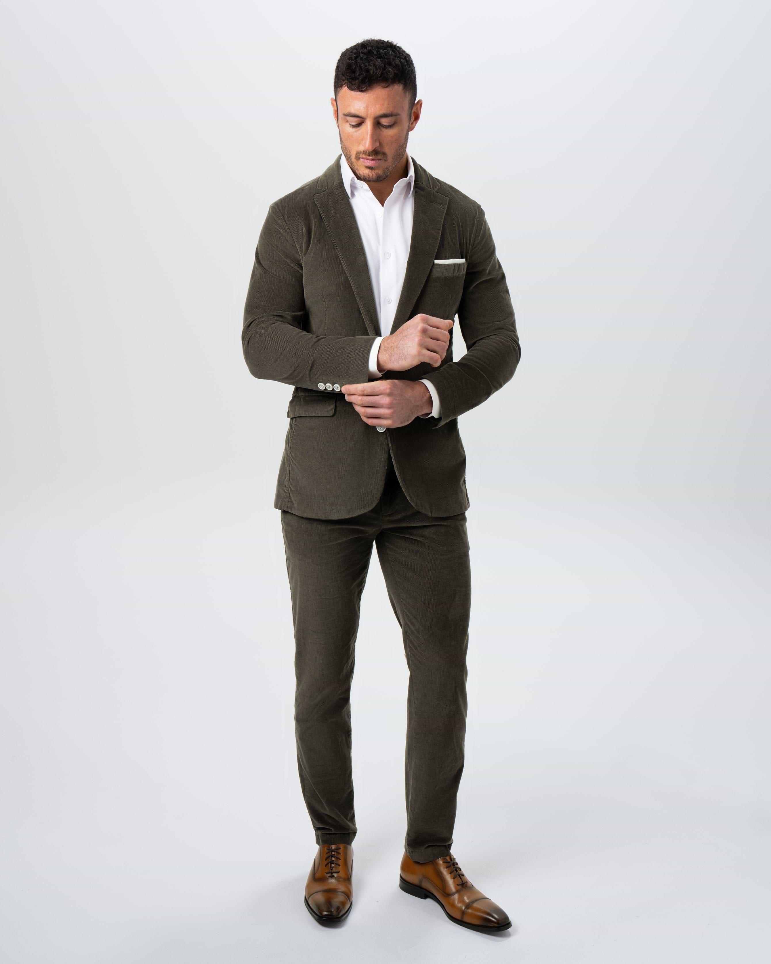 Unstructured Corduroy Blazer - Dark Olive