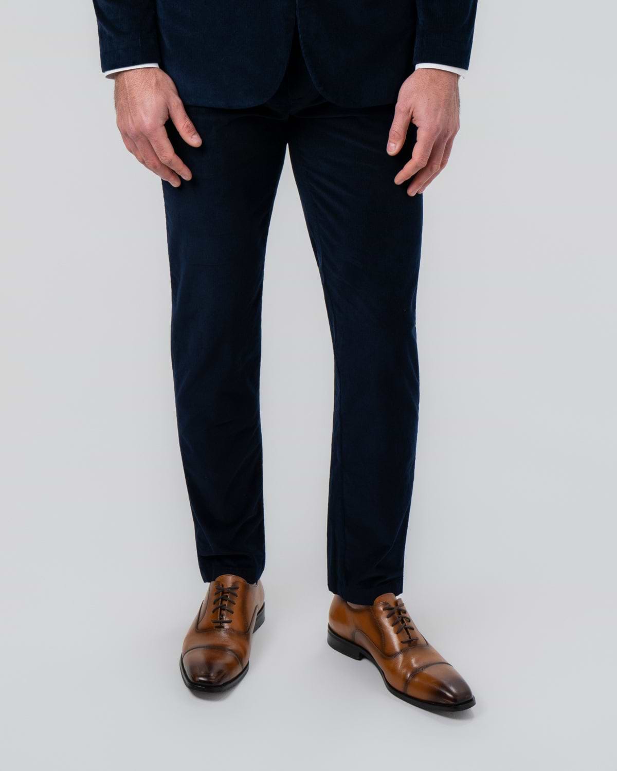 Corduroy Flat Front Waistband Pant - Dark Navy