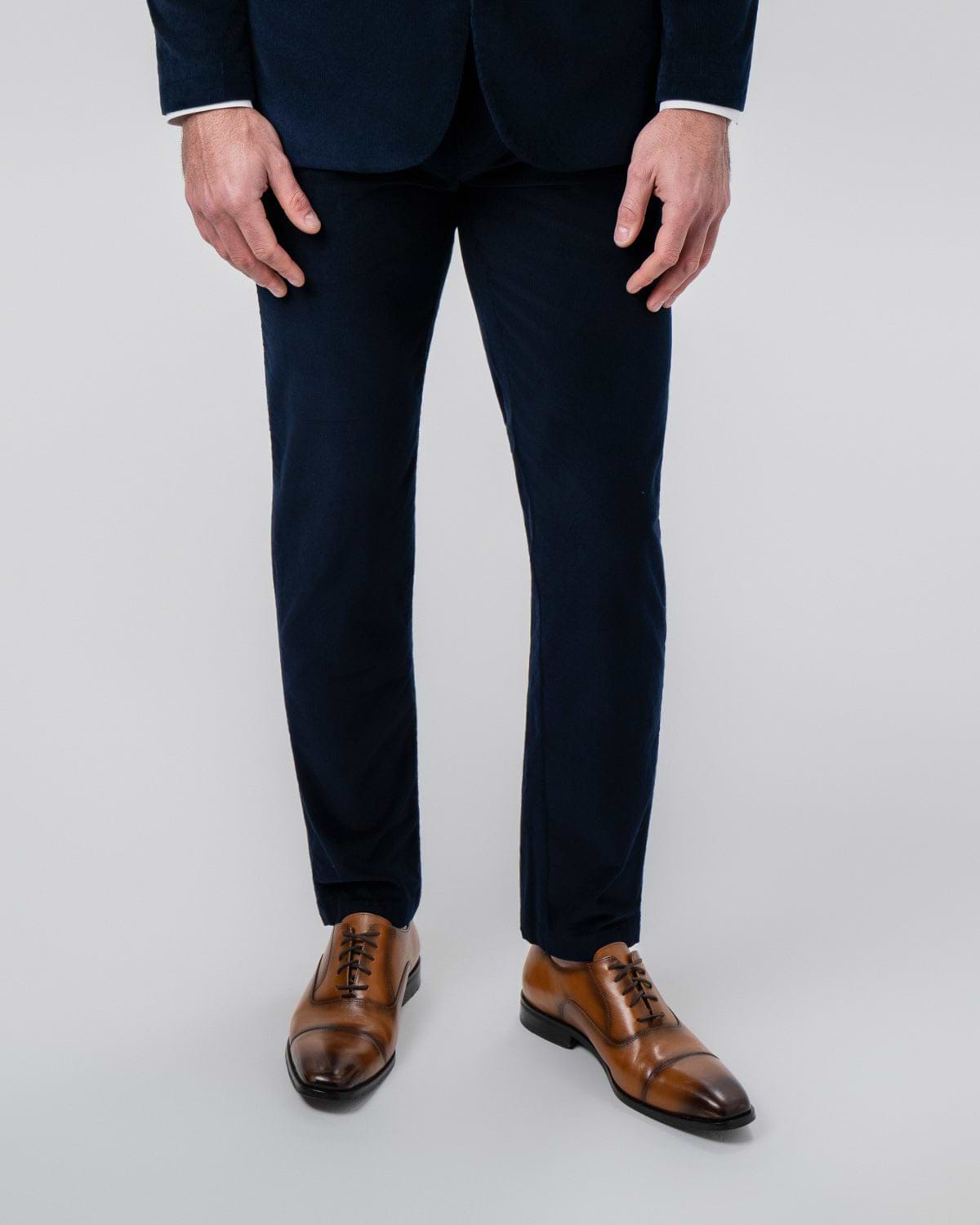 Corduroy Flat Front Waistband Pant - Dark Navy