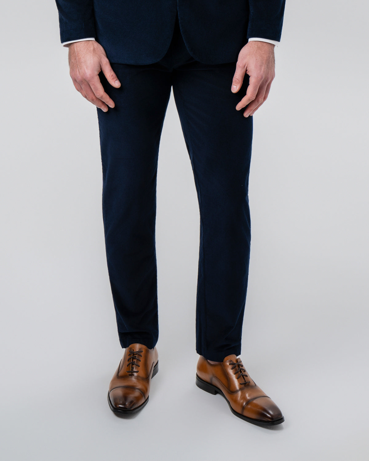 Corduroy Flat Front Waistband Pant - Dark Navy